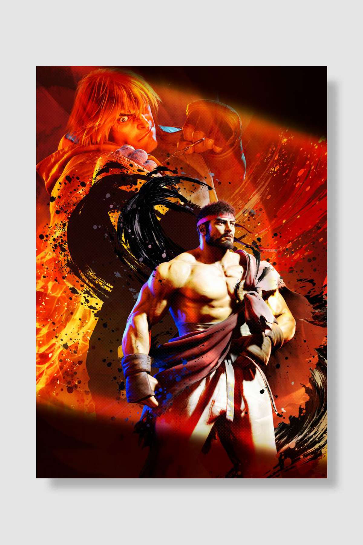 Ryu vs. Ken Oyun Poster Çerçevesiz Yüksek Kalite Oyun Afiş Duvar Poster