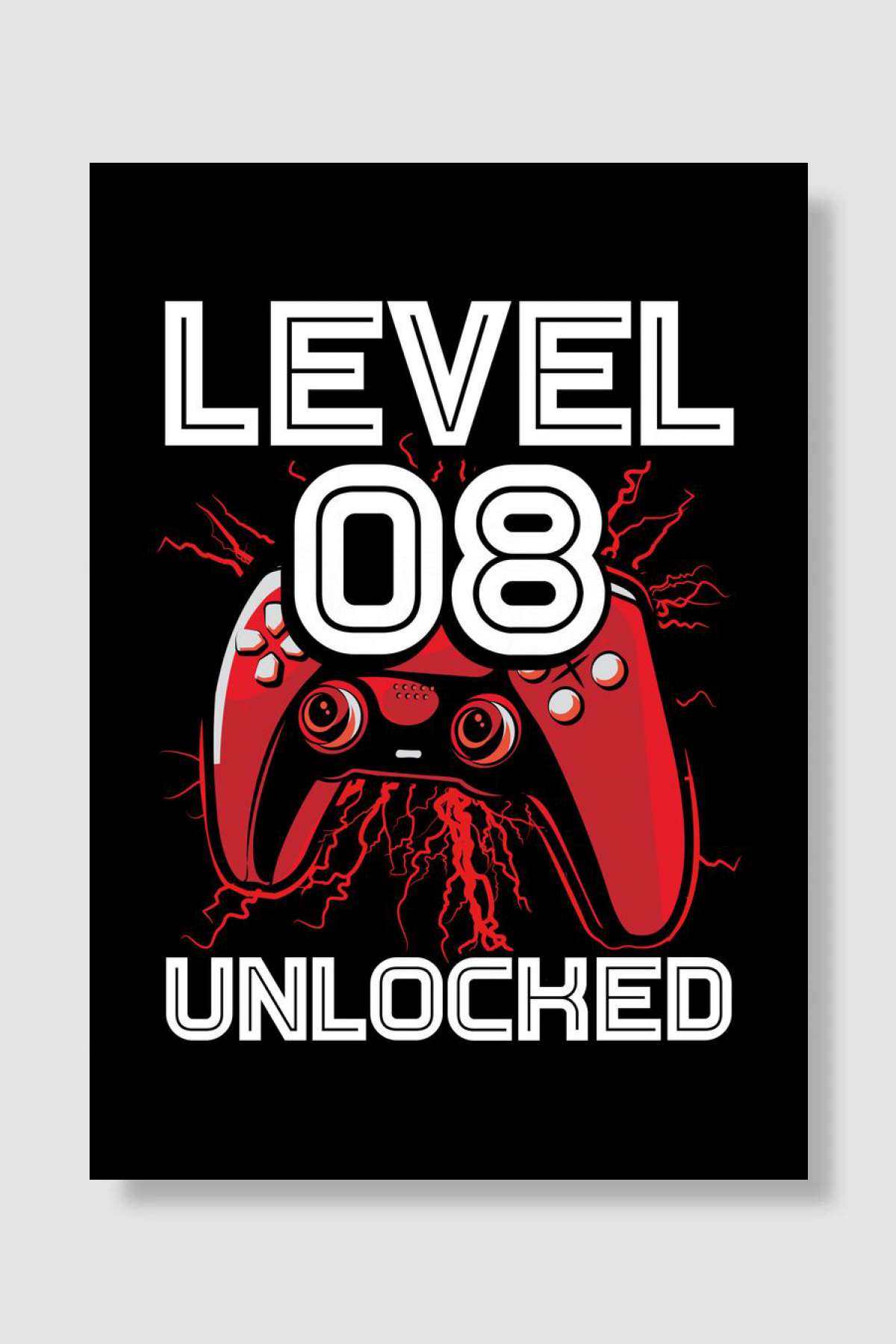 Gamer Level 08 birthday Oyun Poster Çerçevesiz Yüksek Kalite Oyun Afiş Duvar Poster