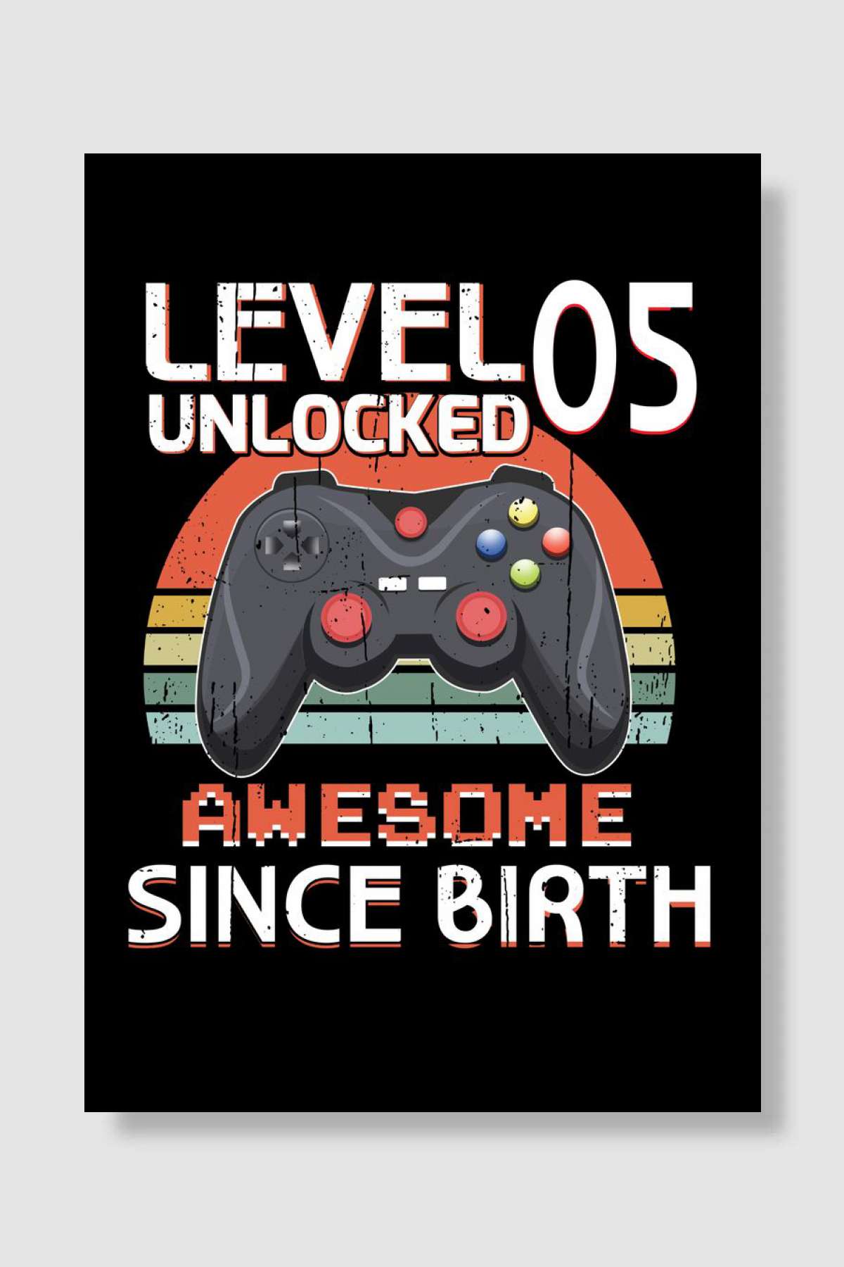 Retro Gaming BDay 5 Level Oyun Poster Çerçevesiz Yüksek Kalite Oyun Afiş Duvar Poster