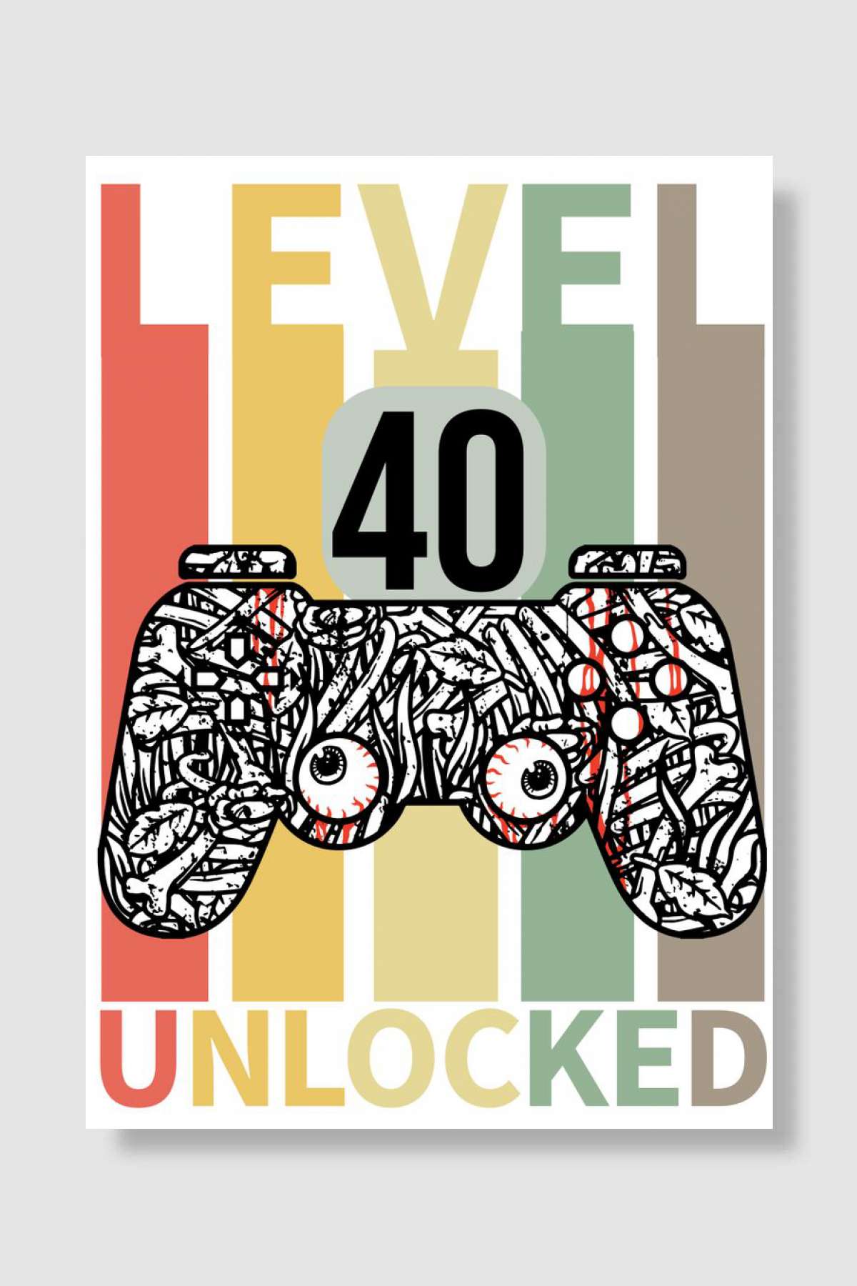 Level 40 Unlocked Oyun Poster Çerçevesiz Yüksek Kalite Oyun Afiş Duvar Poster