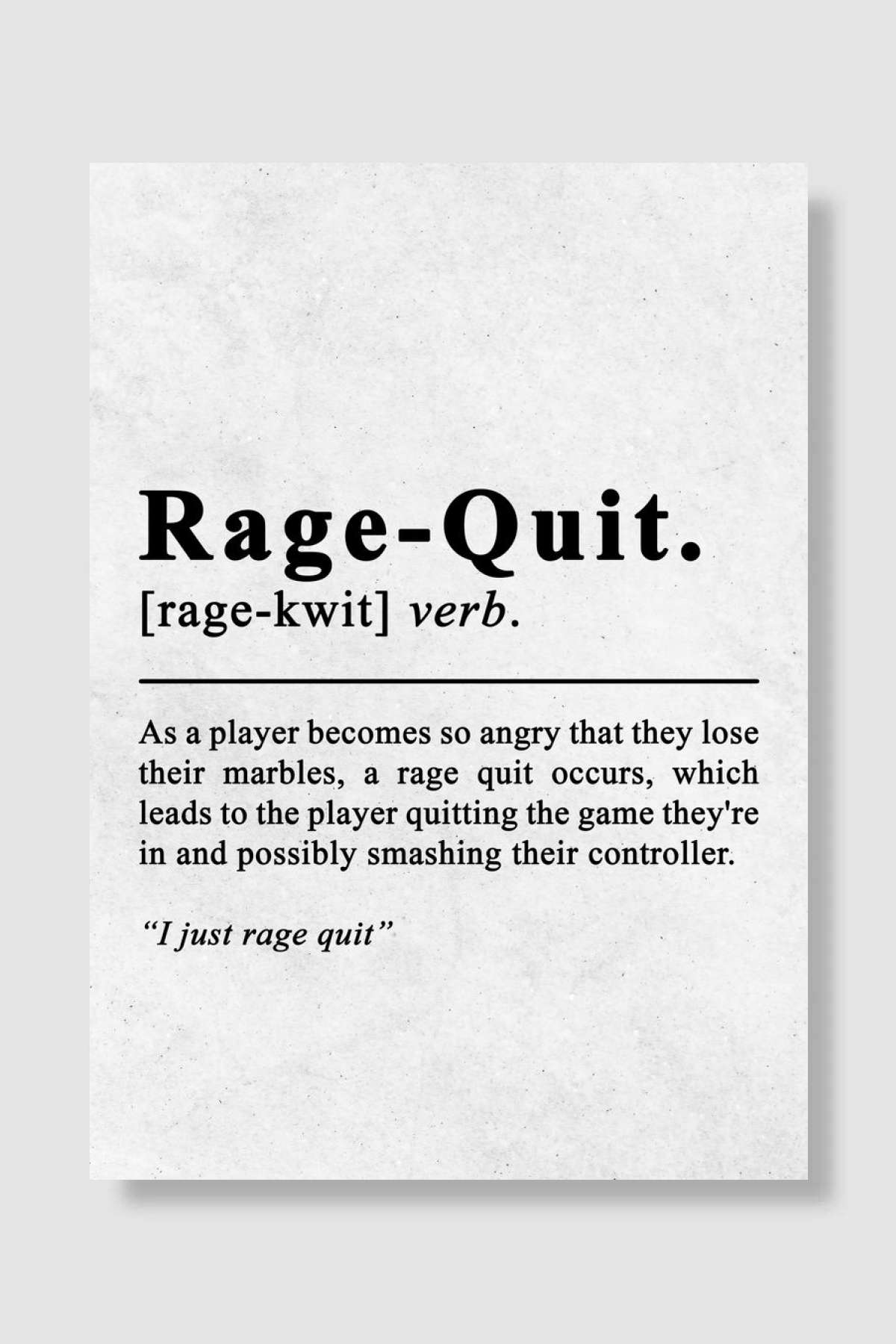 Rage Quit Boys Game Room Oyun Poster Çerçevesiz Yüksek Kalite Oyun Afiş Duvar Poster