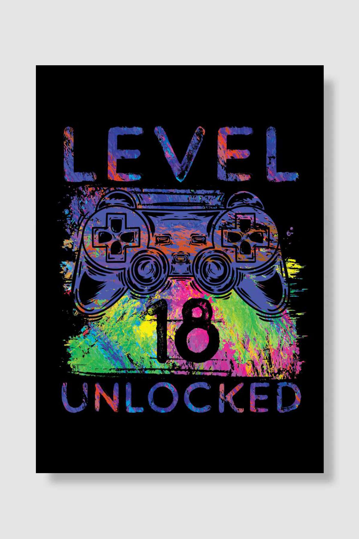 Colorful gamer level 18 Oyun Poster Çerçevesiz Yüksek Kalite Oyun Afiş Duvar Poster