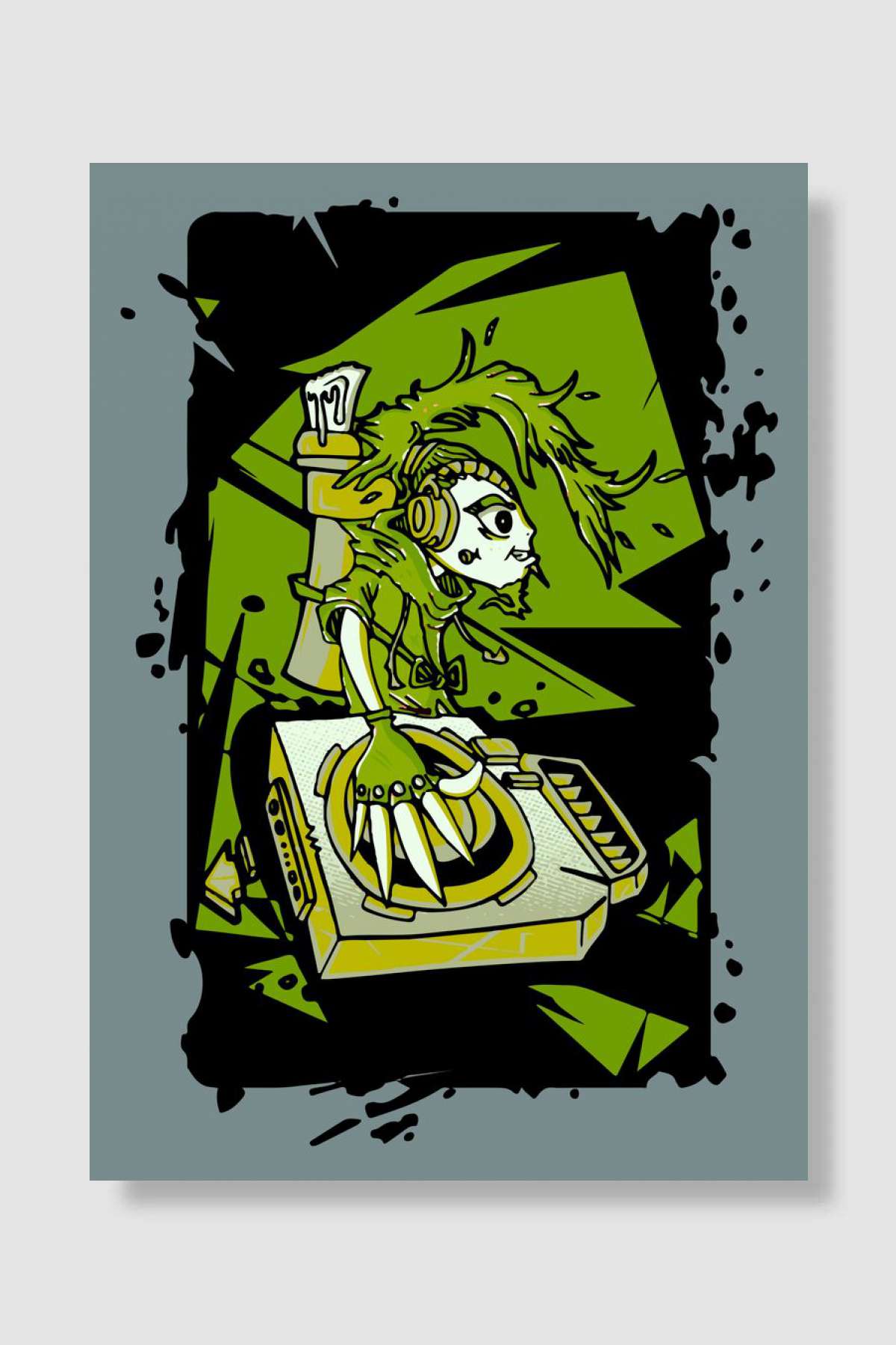 Techno character green Oyun Poster Çerçevesiz Yüksek Kalite Oyun Afiş Duvar Poster