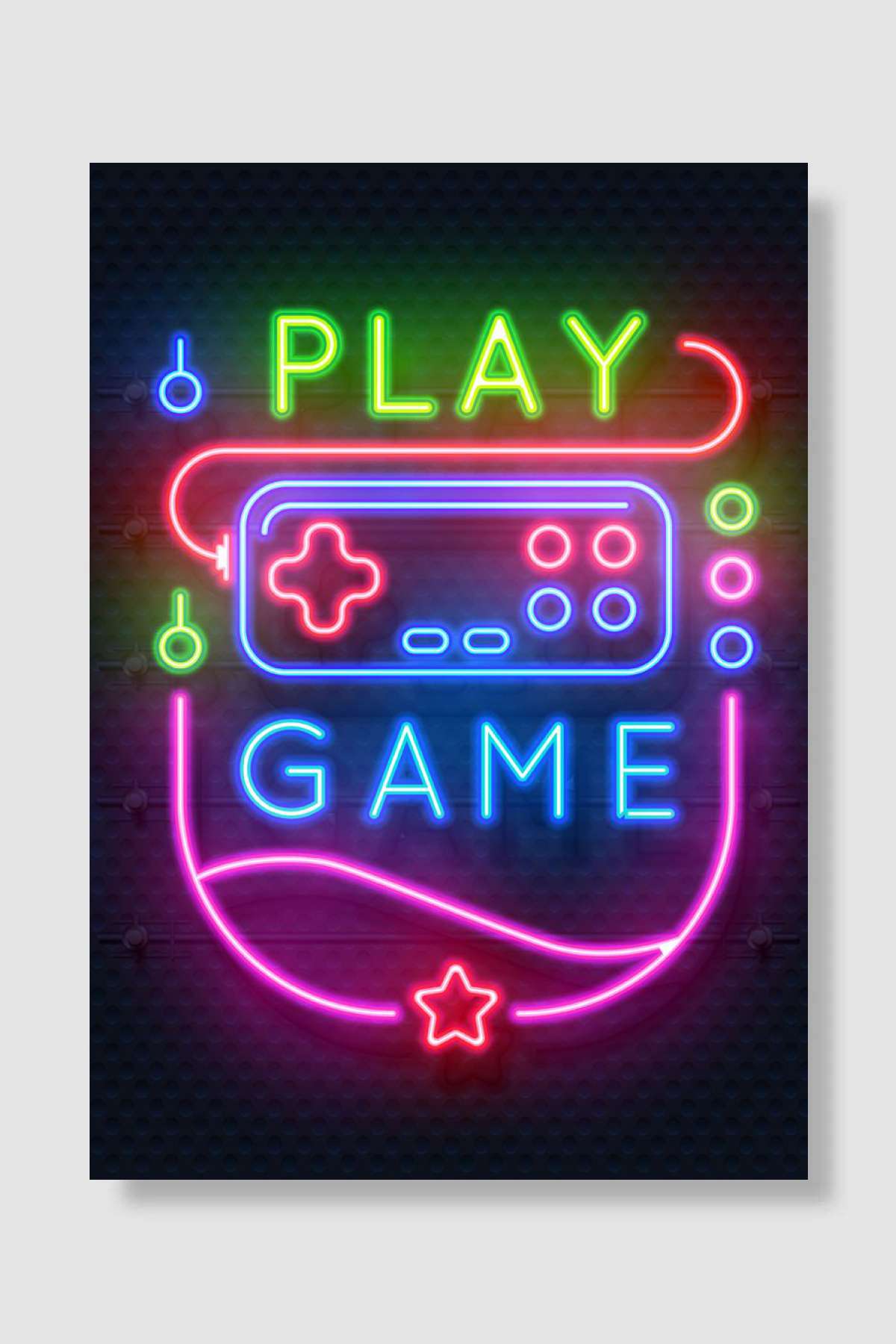 Play Game Neon Gaming Oyun Poster Çerçevesiz Yüksek Kalite Oyun Afiş Duvar Poster