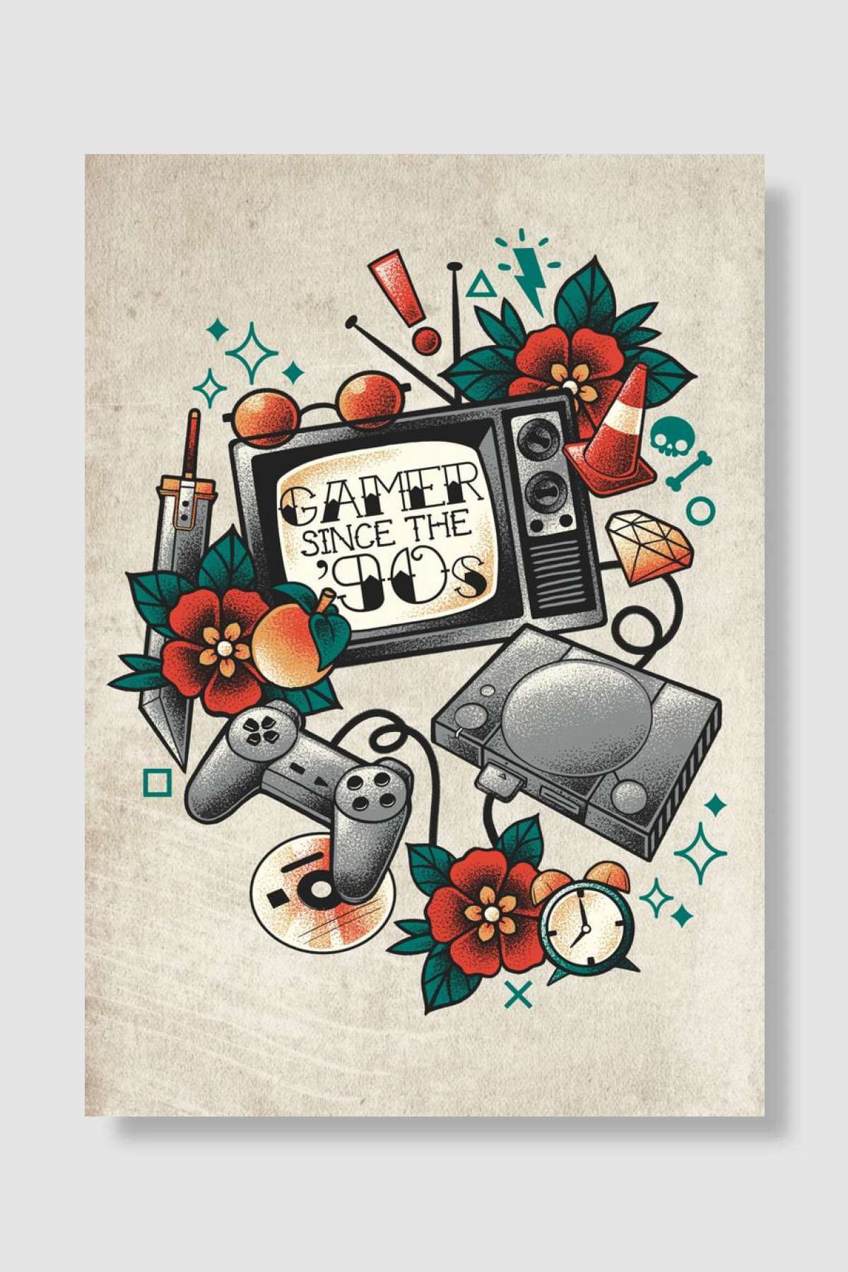 Gamer since the 90s Oyun Poster Çerçevesiz Yüksek Kalite Oyun Afiş Duvar Poster