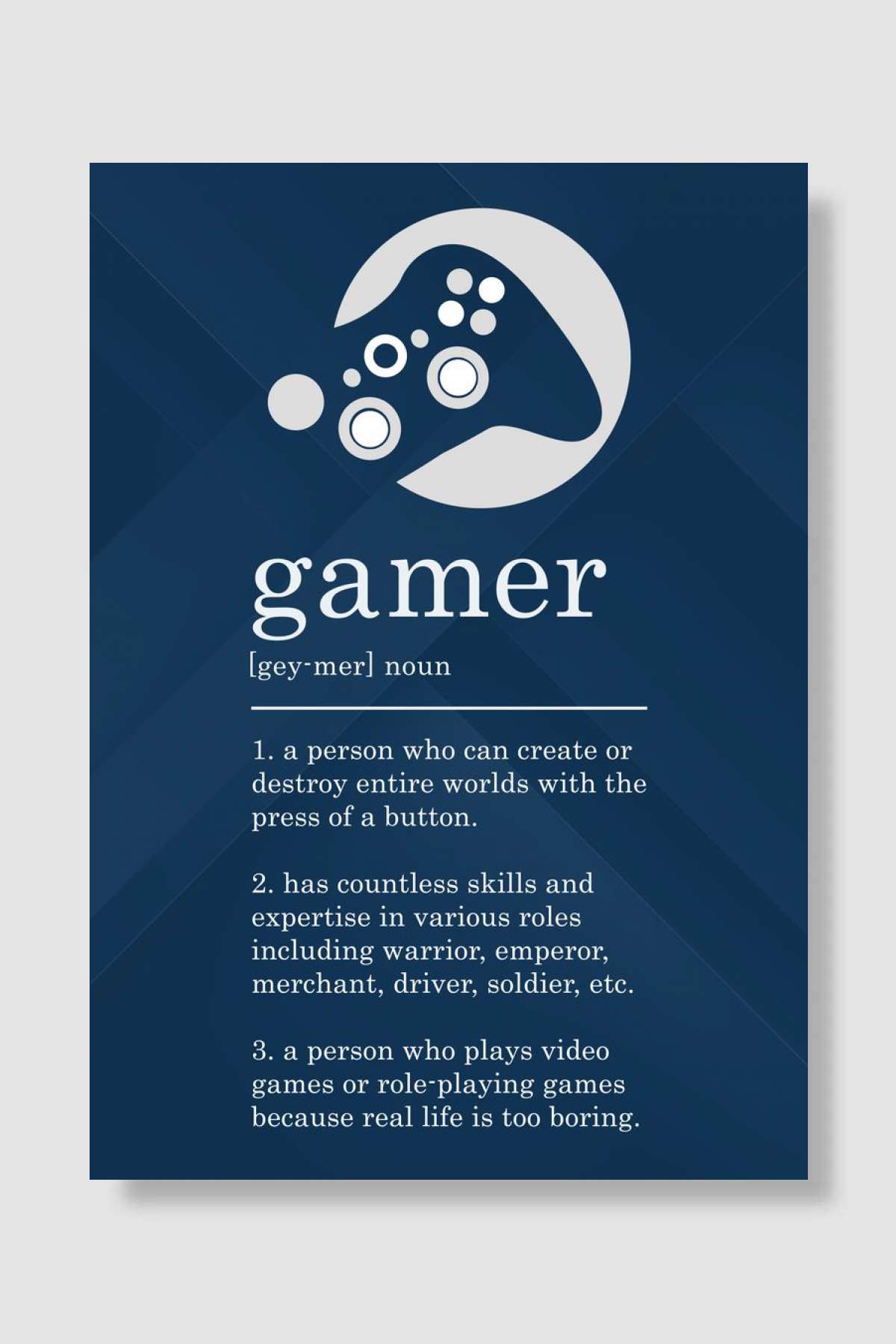 Funny Gamer Definition Oyun Poster Çerçevesiz Yüksek Kalite Oyun Afiş Duvar Poster