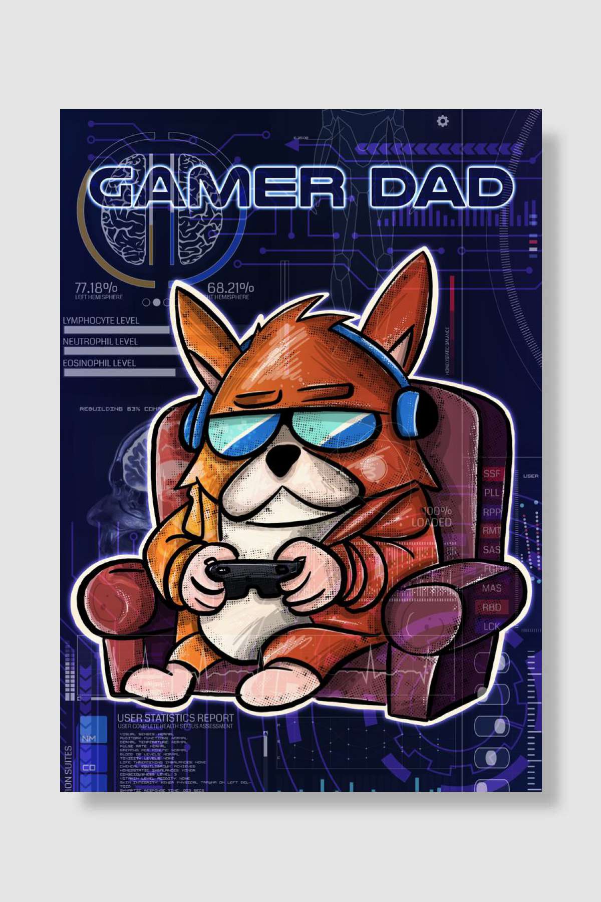 Gamer Dad Oyun Poster Çerçevesiz Yüksek Kalite Oyun Afiş Duvar Poster