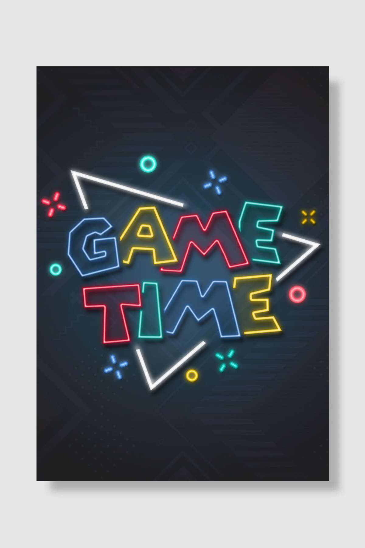 Game Time Neon Sign Oyun Poster Çerçevesiz Yüksek Kalite Oyun Afiş Duvar Poster