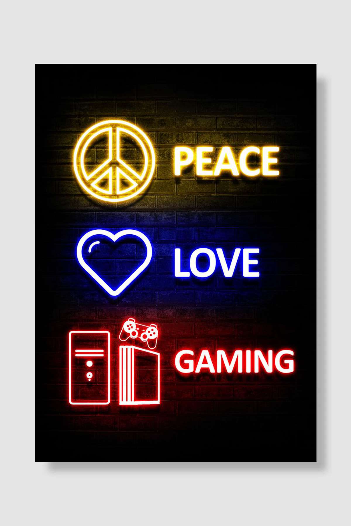Peace Love Gaming Oyun Poster Çerçevesiz Yüksek Kalite Oyun Afiş Duvar Poster