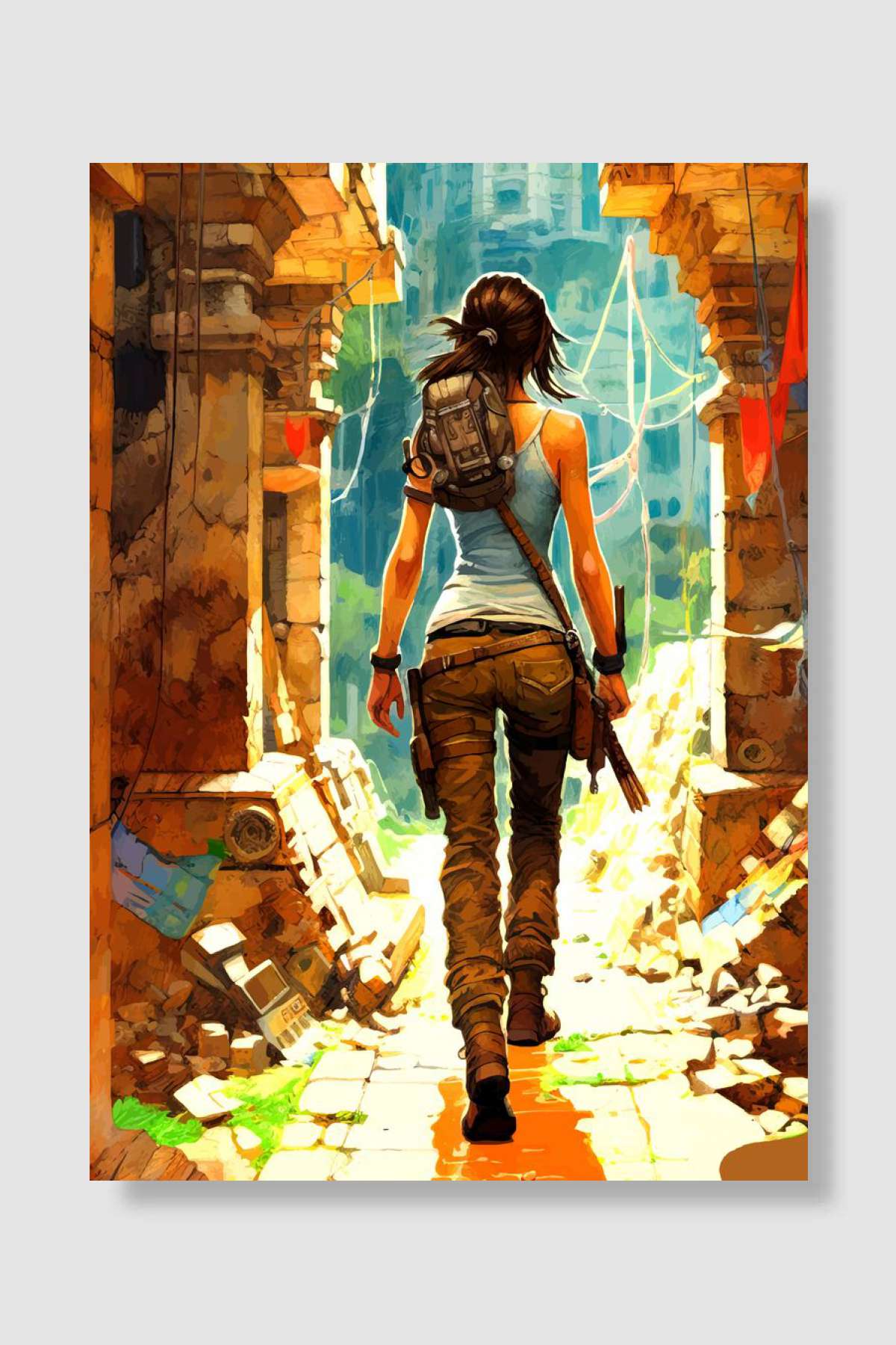 Tomb Raiders Lara Croft Oyun Poster Çerçevesiz Yüksek Kalite Oyun Afiş Duvar Poster