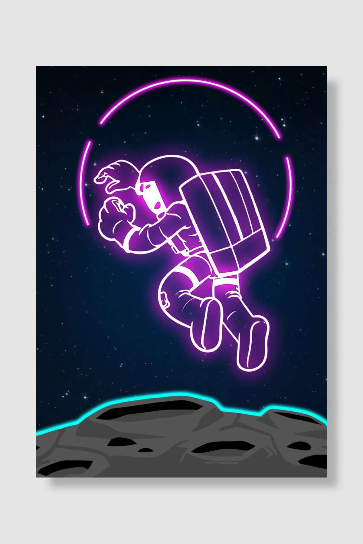 Astronaut Neon Space Oyun Poster Çerçevesiz Yüksek Kalite Oyun Afiş Duvar Poster