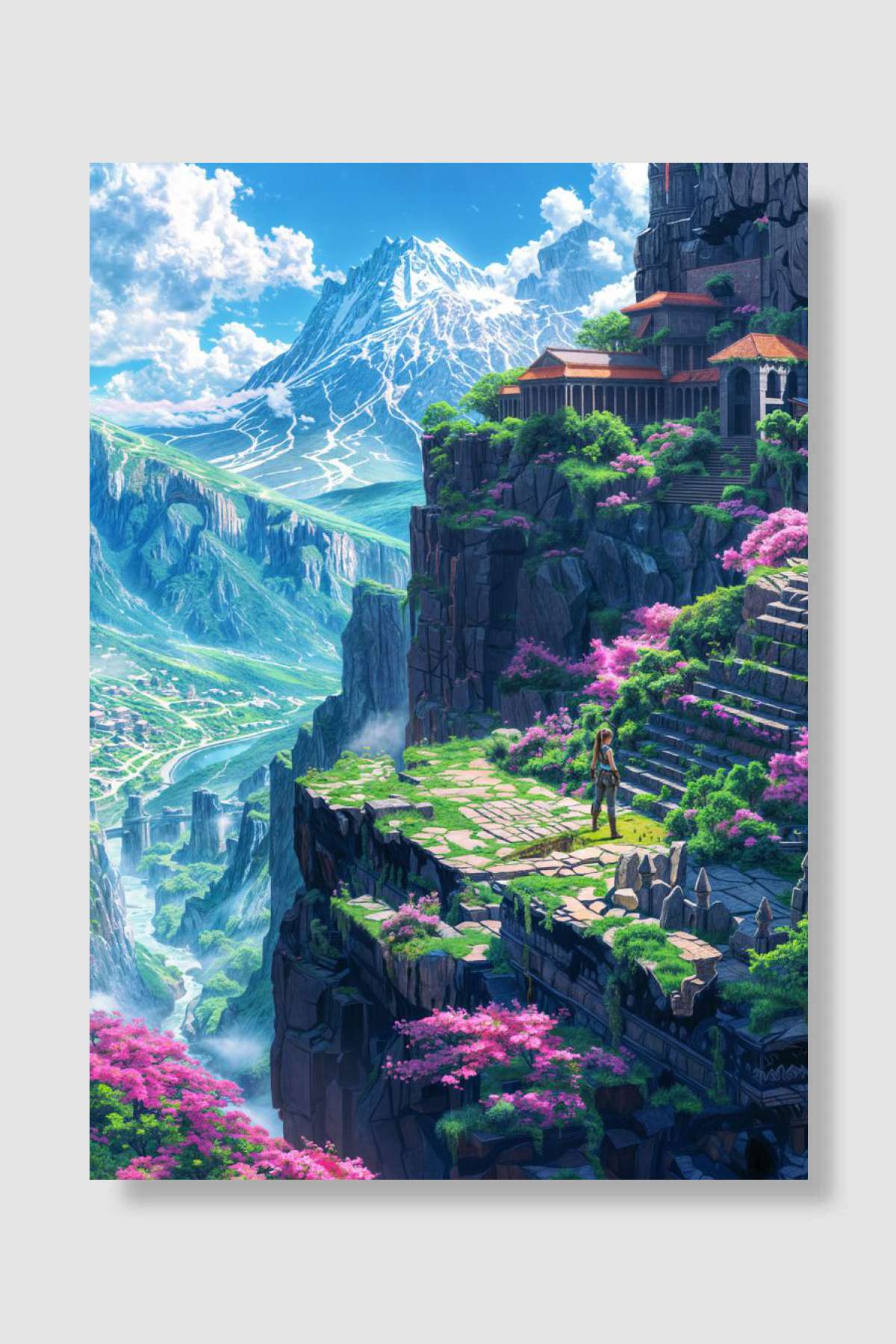 Cliffside Temple Oyun Poster Çerçevesiz Yüksek Kalite Oyun Afiş Duvar Poster