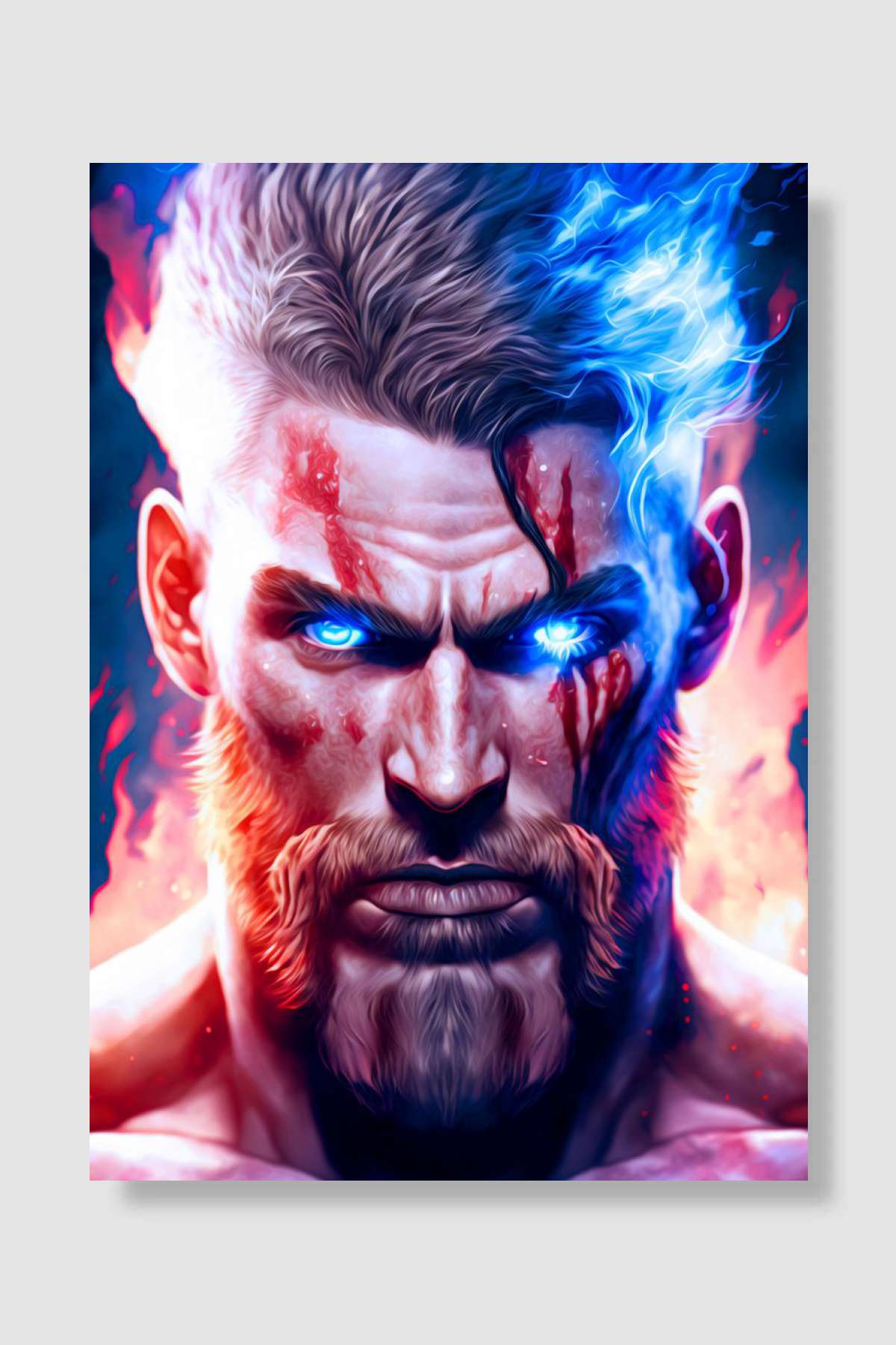 Warrior Face Oyun Poster Çerçevesiz Yüksek Kalite Oyun Afiş Duvar Poster