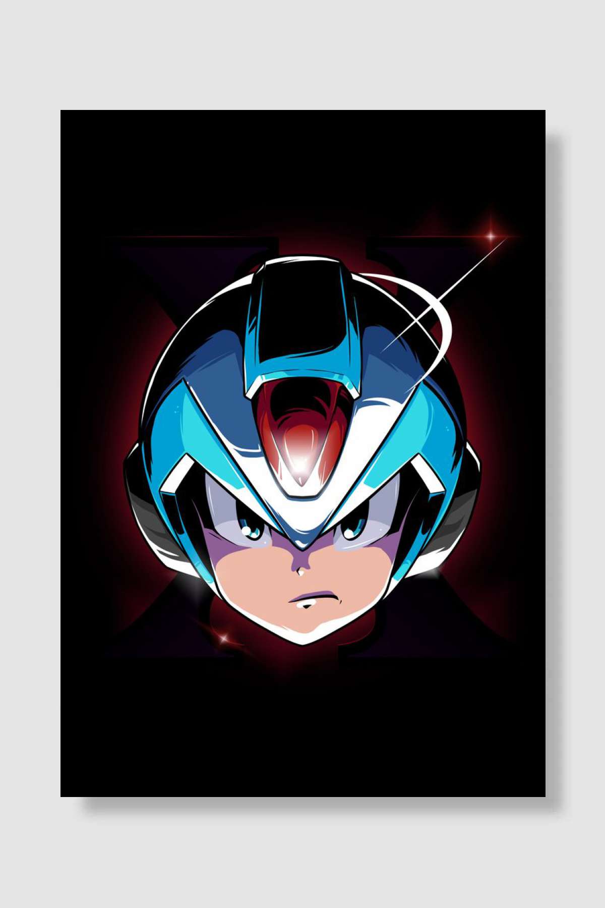 Megaman X Head Oyun Poster Çerçevesiz Yüksek Kalite Oyun Afiş Duvar Poster
