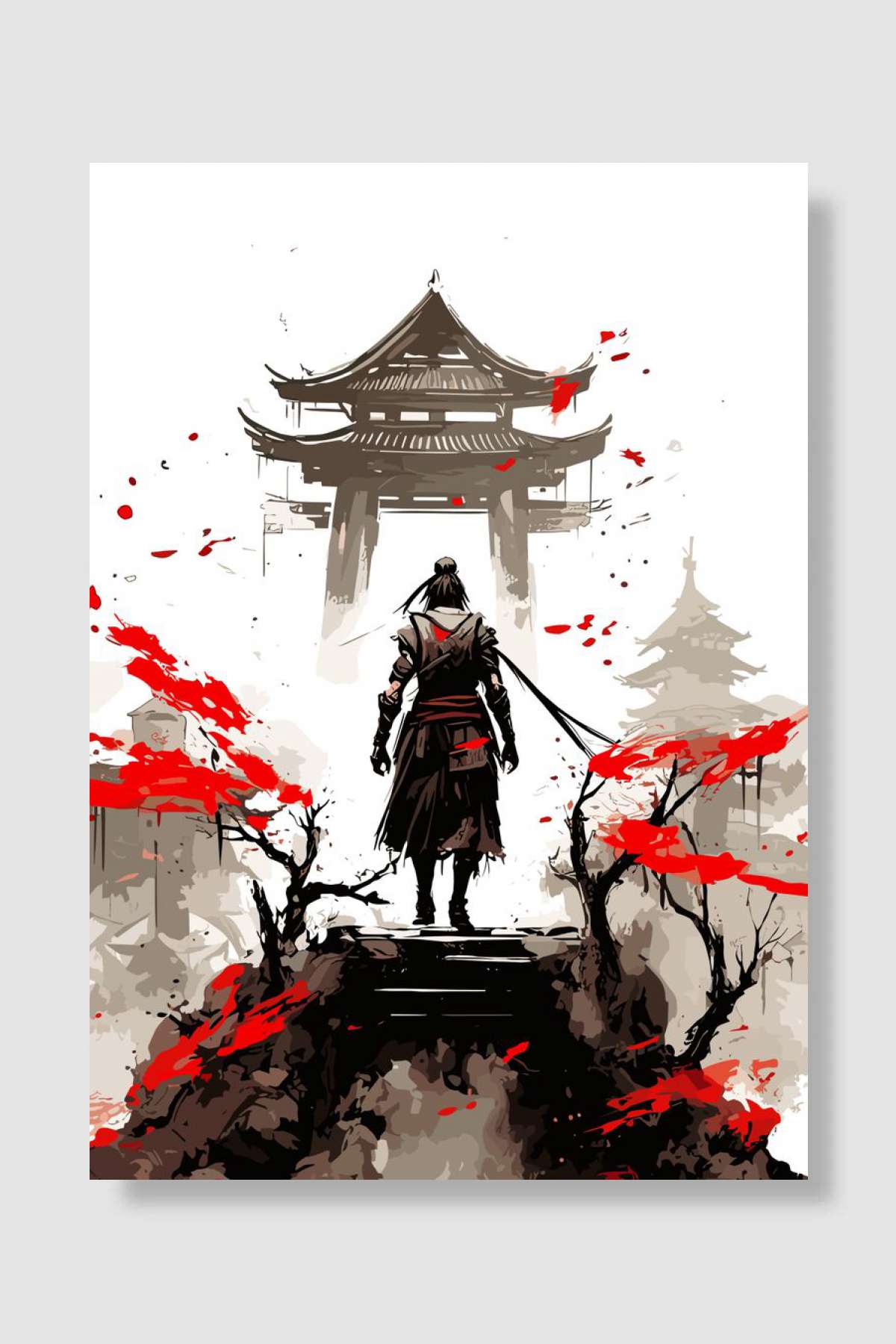 Red Moon Japan Sekiro Oyun Poster Çerçevesiz Yüksek Kalite Oyun Afiş Duvar Poster