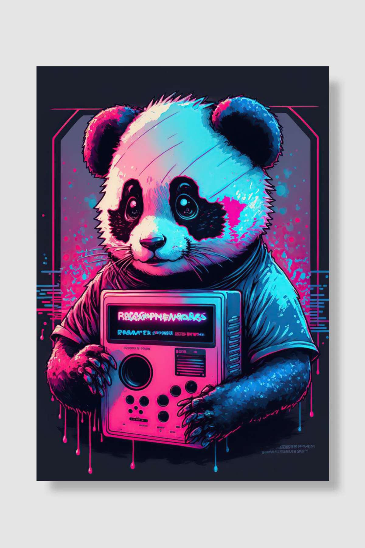 Panda neon Oyun Poster Çerçevesiz Yüksek Kalite Oyun Afiş Duvar Poster - En İyi Fiyatlarla