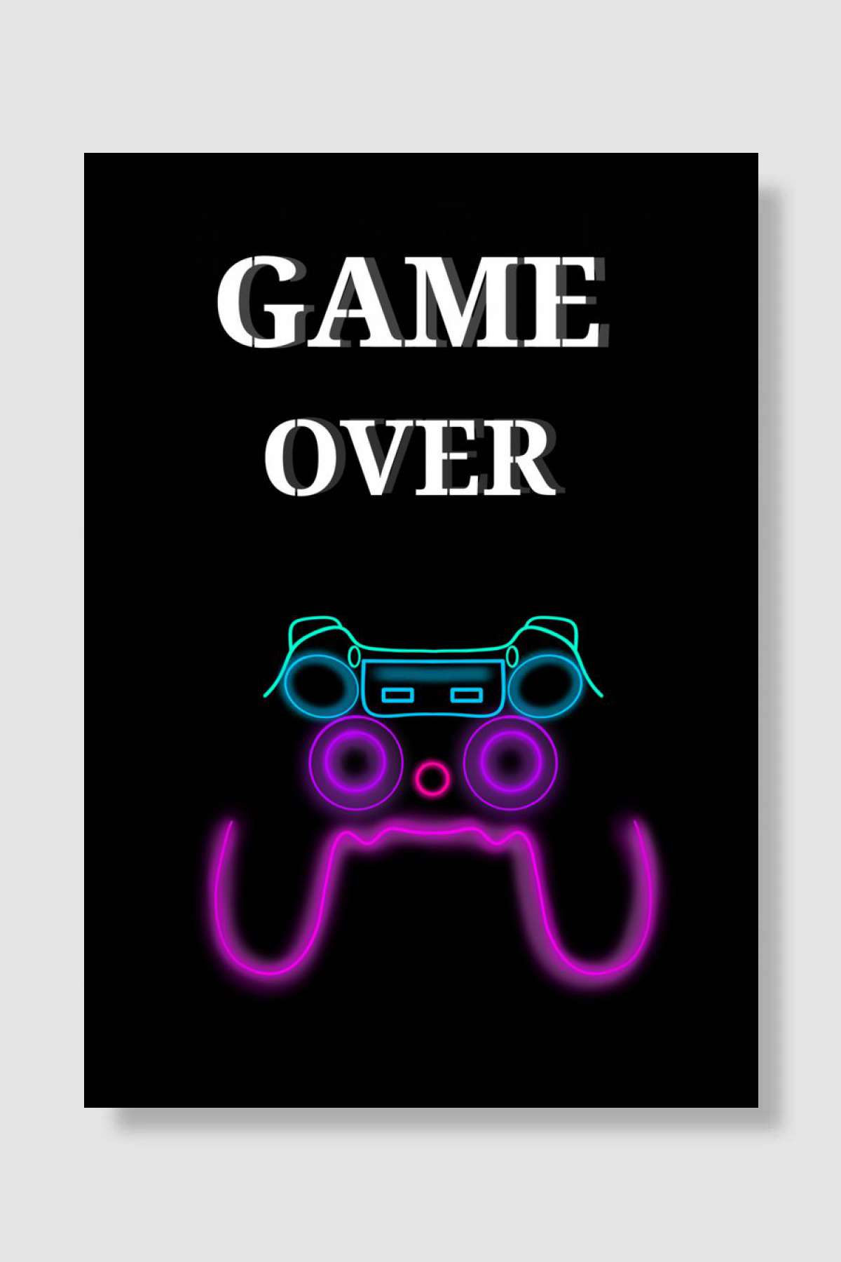 Game Over Neon Controller Oyun Poster Çerçevesiz Yüksek Kalite Oyun Afiş Duvar Poster