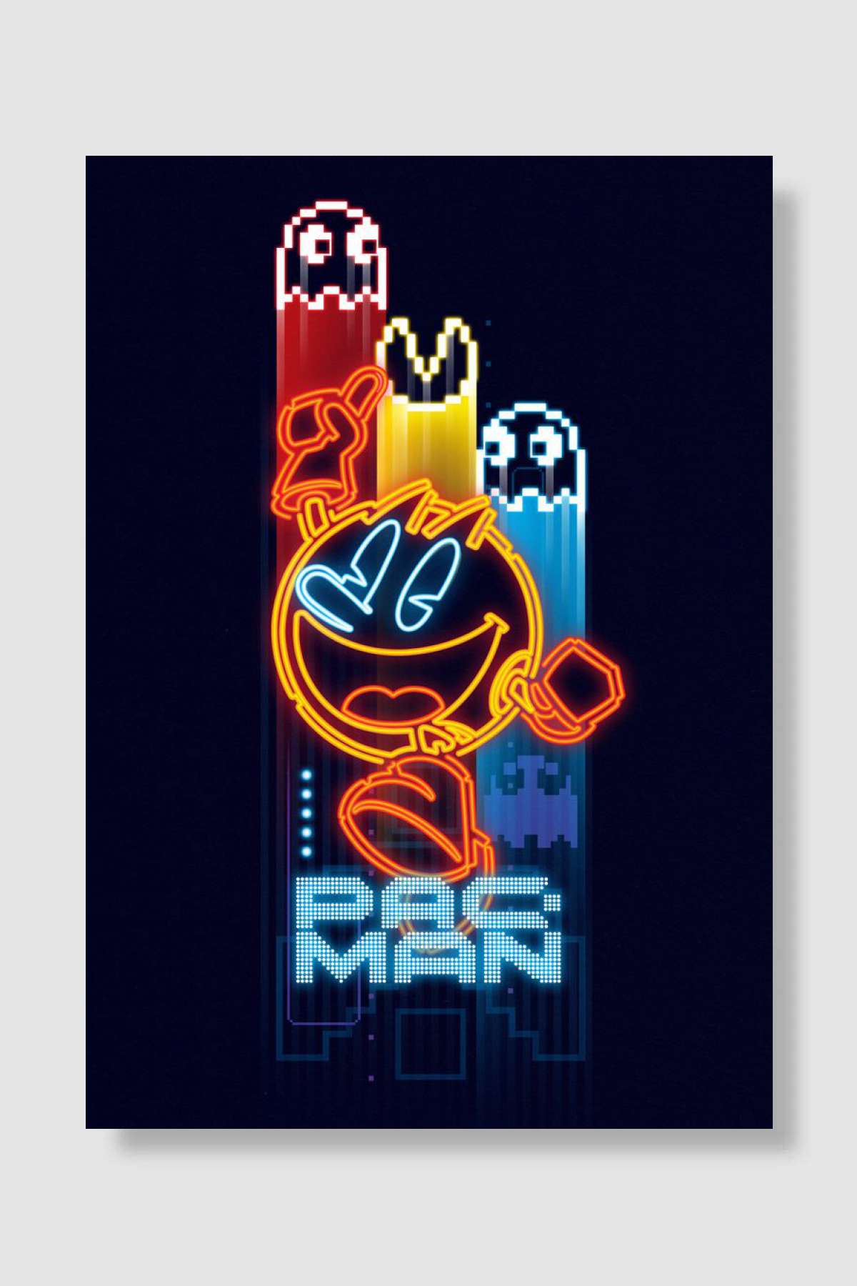 PAC-MAN Neon Oyun Poster Çerçevesiz Yüksek Kalite Oyun Afiş Duvar Poster