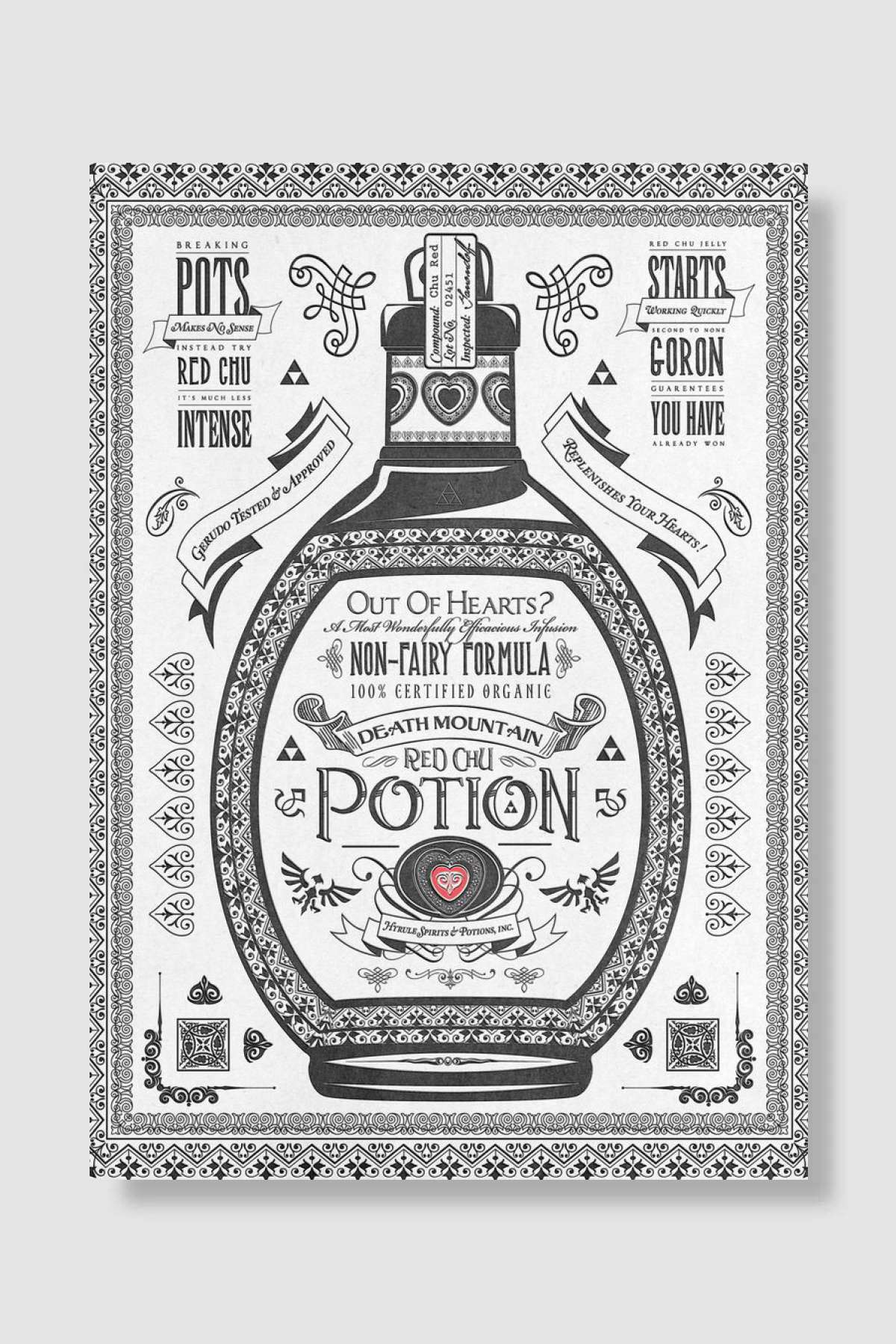 Legend of Zelda Inspired Red Chu Potion Advertisement Oyun Poster Çerçevesiz Yüksek Kalite Oyun Afiş Duvar Poster