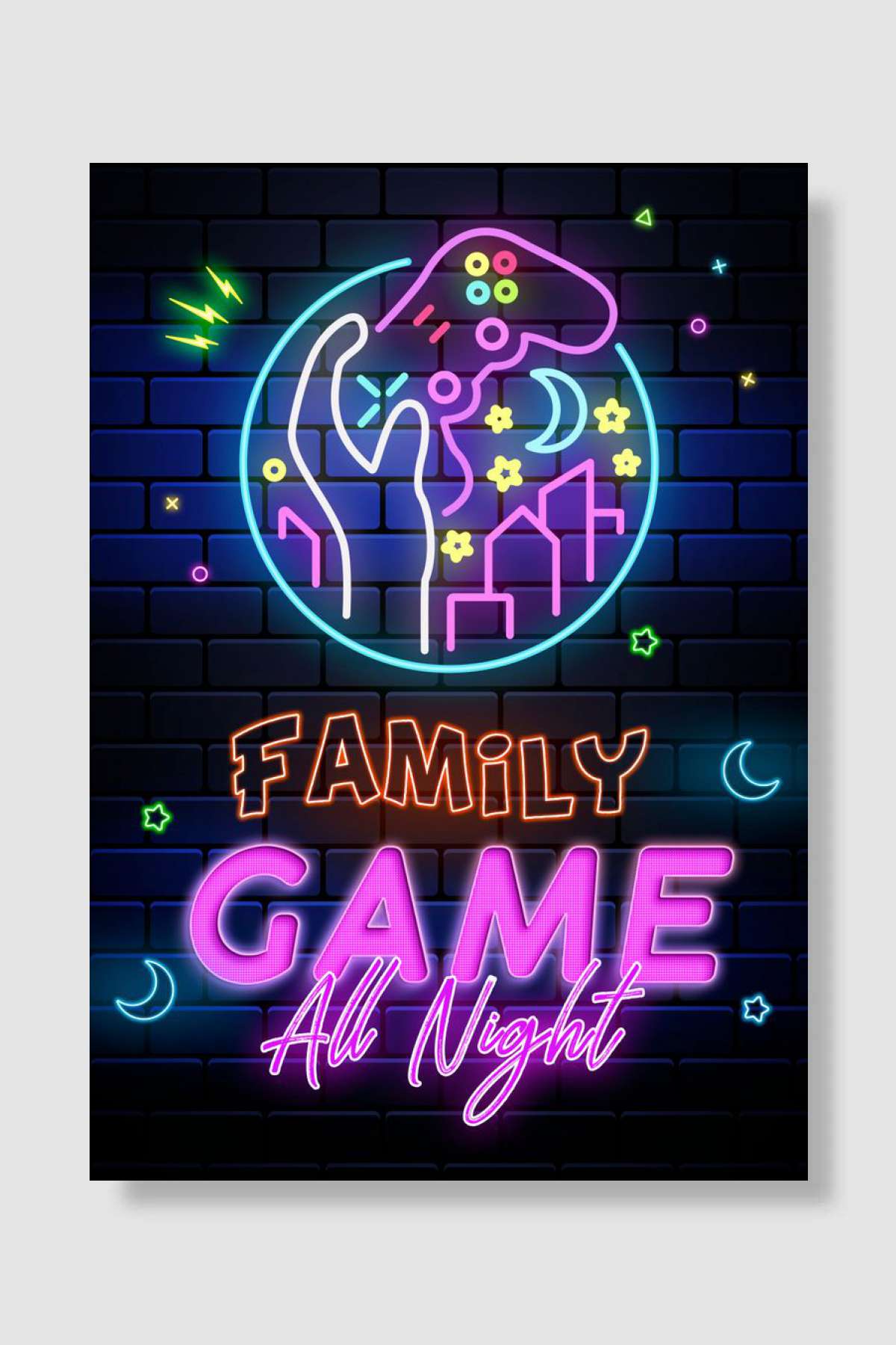 family game all night Oyun Poster Çerçevesiz Yüksek Kalite Oyun Afiş Duvar Poster