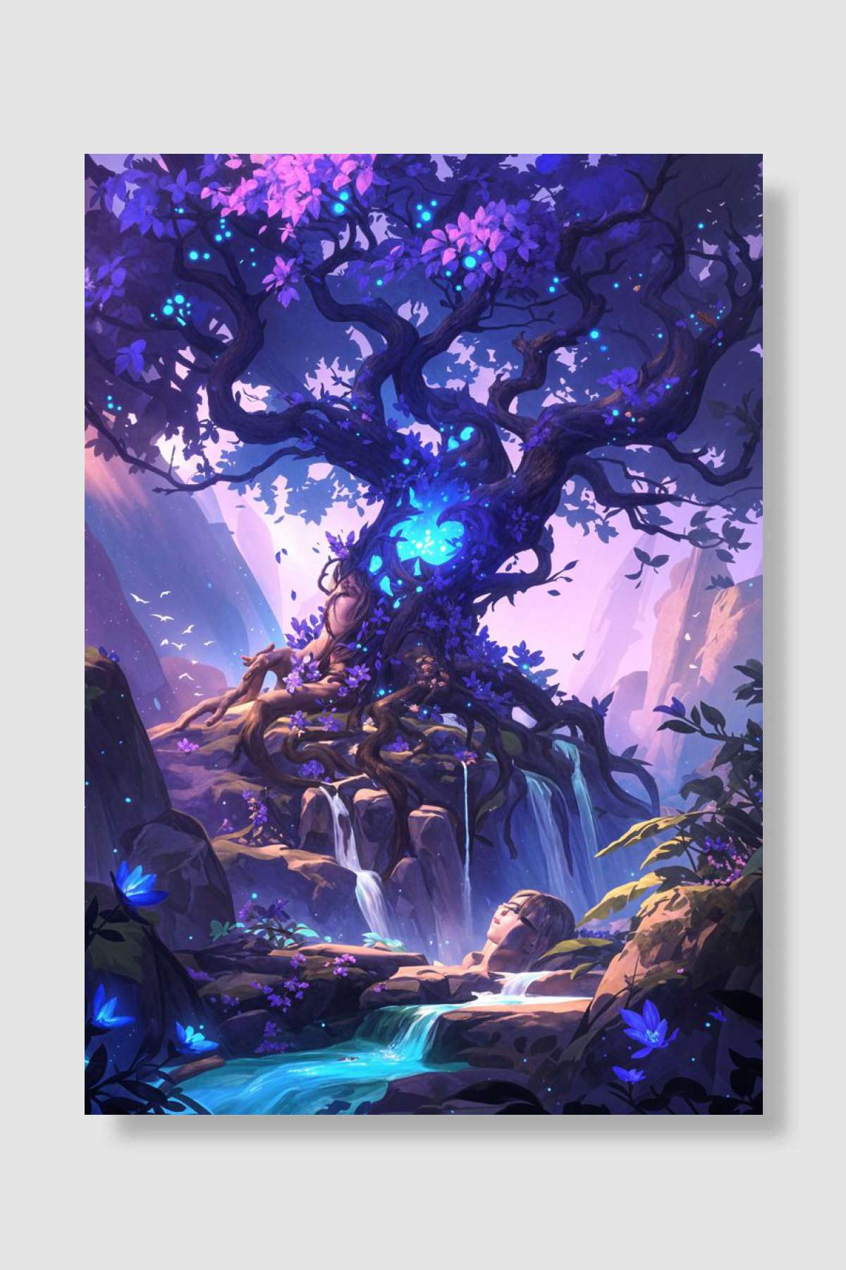 Purple Magical Tree Oyun Poster Çerçevesiz Yüksek Kalite Oyun Afiş Duvar Poster