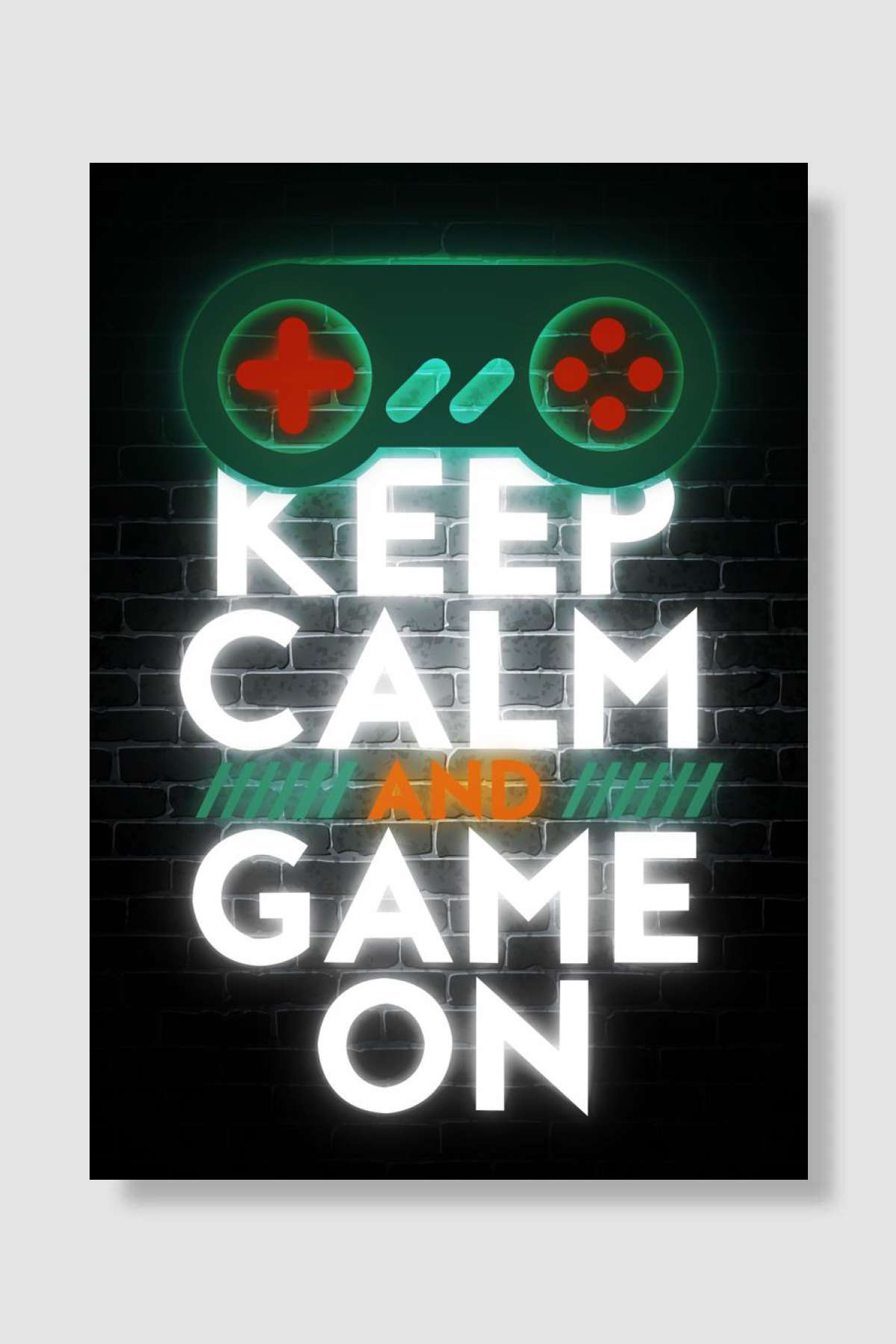 keep calm and game on neon Oyun Poster Çerçevesiz Yüksek Kalite Oyun Afiş Duvar Poster
