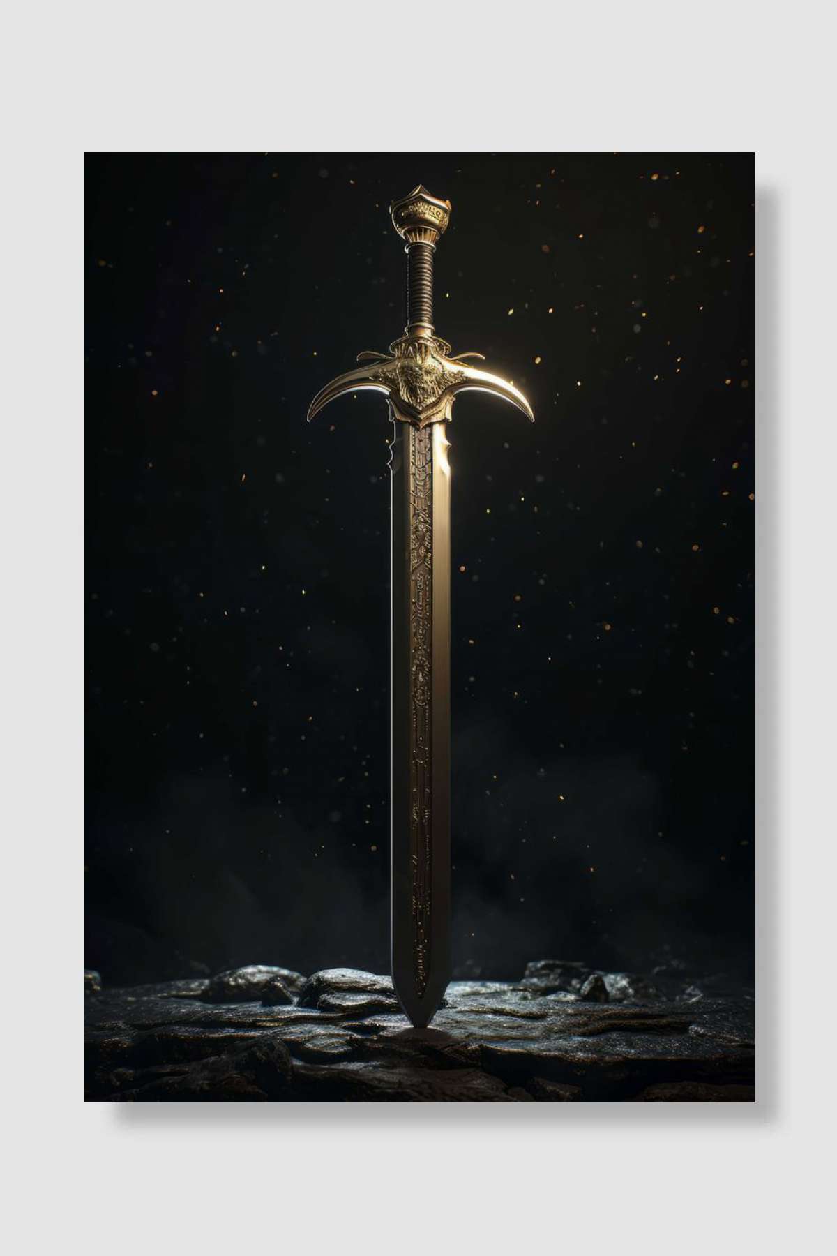 Dark Gold Warrior Sword Oyun Poster Çerçevesiz Yüksek Kalite Oyun Afiş Duvar Poster
