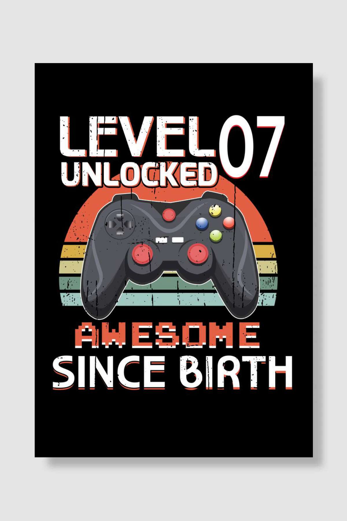 Retro Gaming BDay 7 Level Oyun Poster Çerçevesiz Yüksek Kalite Oyun Afiş Duvar Poster