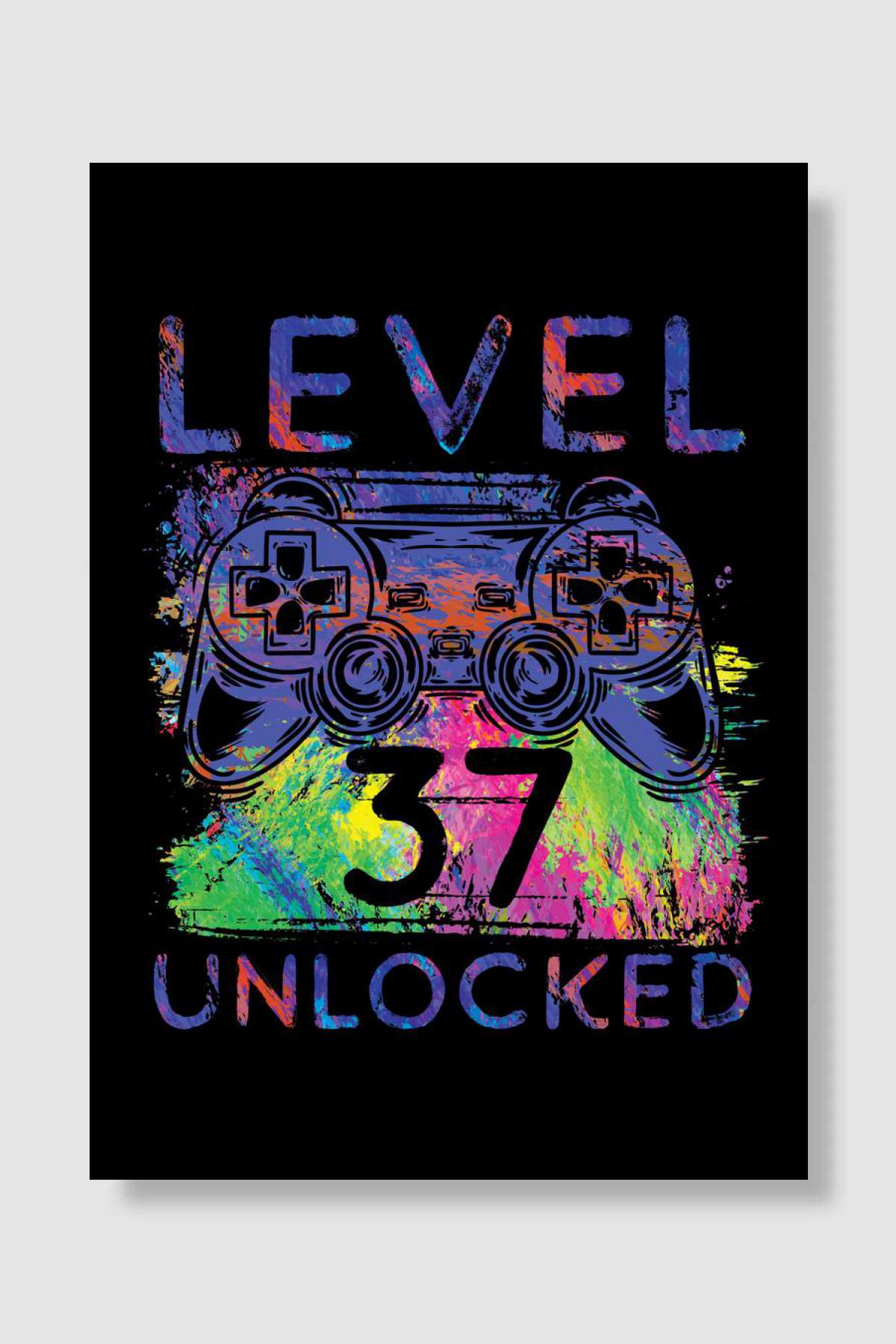 Colorful gamer level 37 Oyun Poster Çerçevesiz Yüksek Kalite Oyun Afiş Duvar Poster
