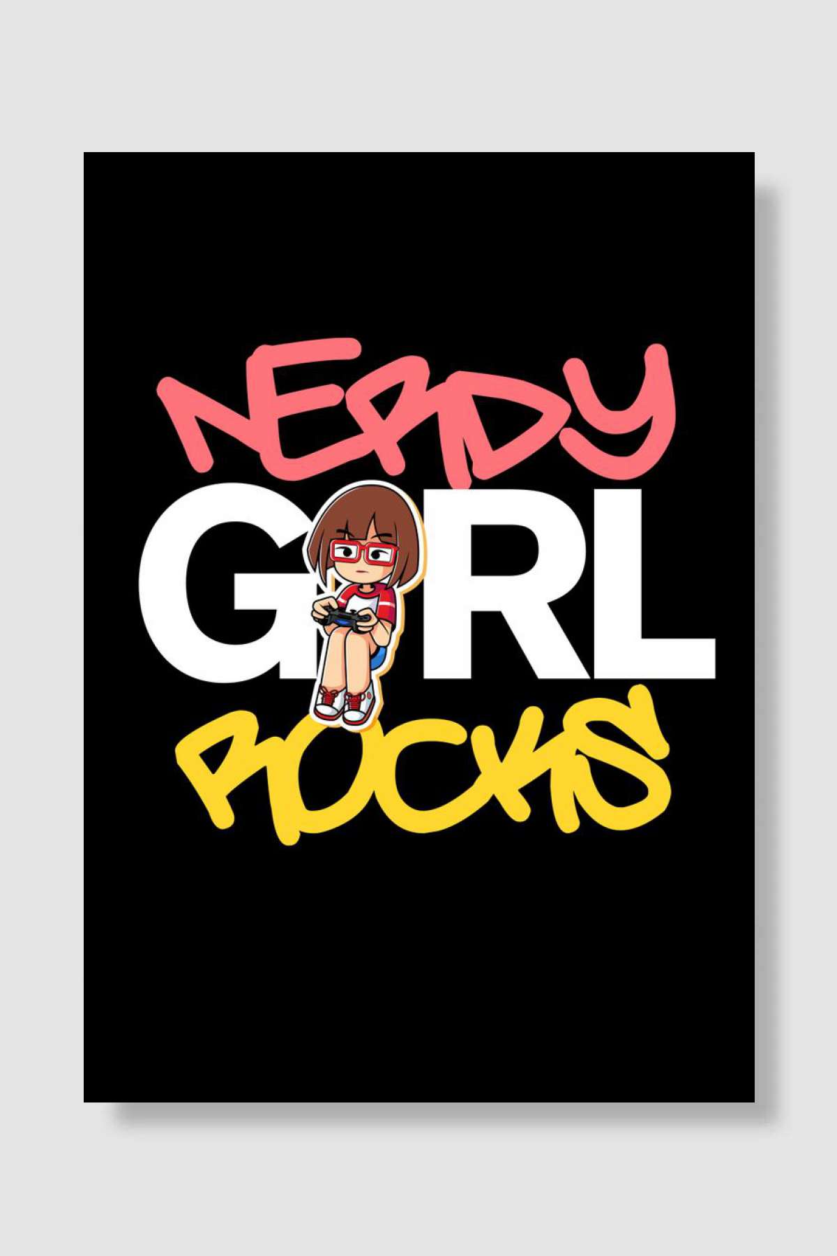 Nerdy Girl Rocks Oyun Poster Çerçevesiz Yüksek Kalite Oyun Afiş Duvar Poster