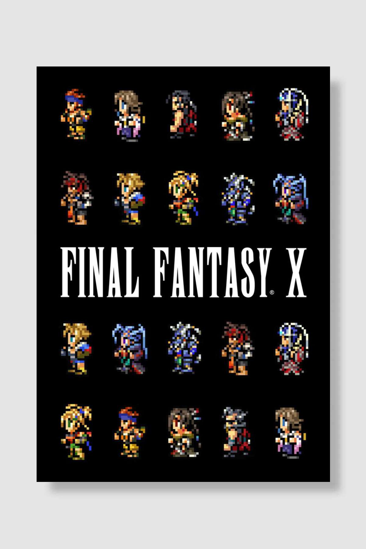 Final Fantasy X Pixel Art Oyun Poster Çerçevesiz Yüksek Kalite Oyun Afiş Duvar Poster