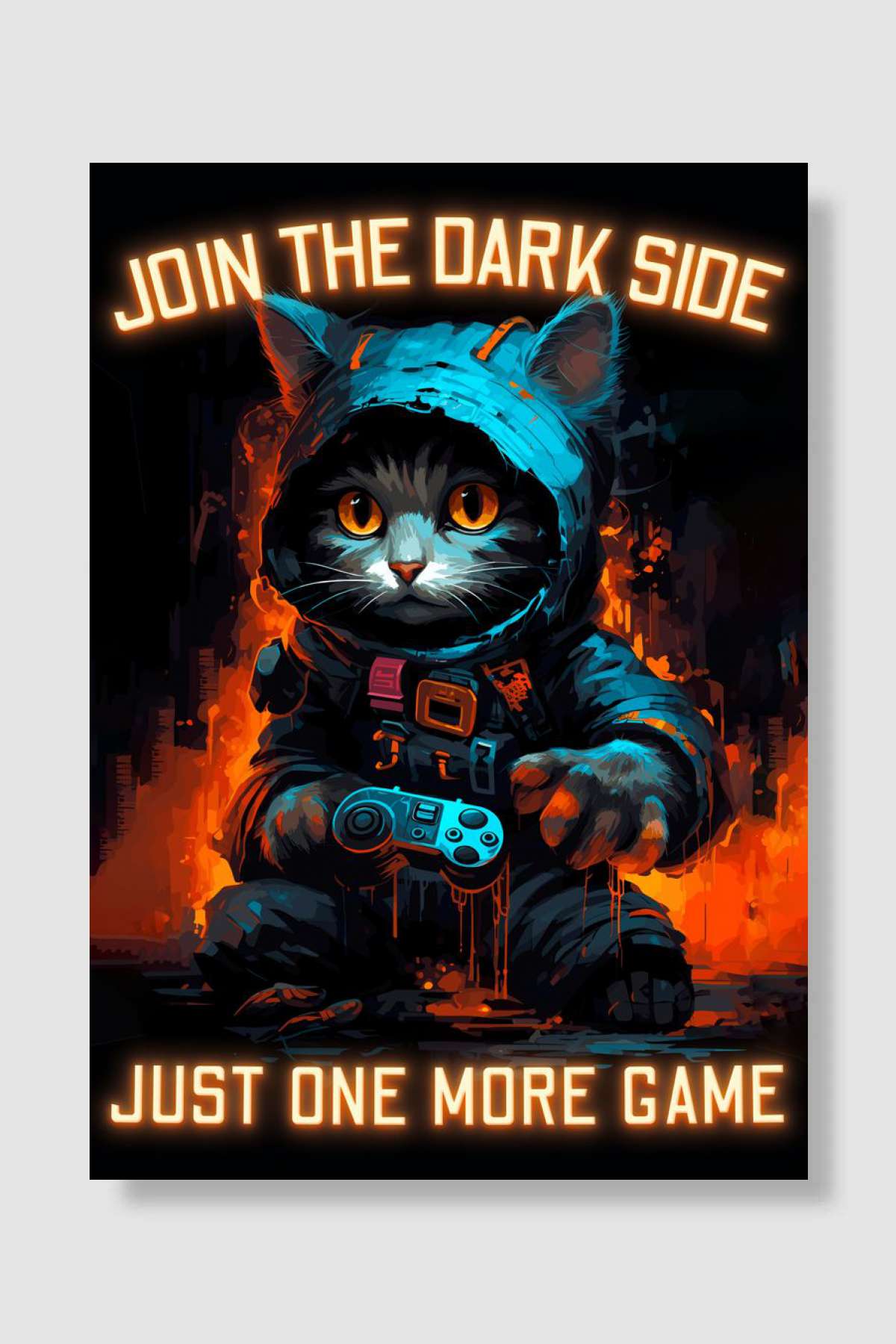 Funny Gamer Cat Meme Oyun Poster Çerçevesiz Yüksek Kalite Oyun Afiş Duvar Poster