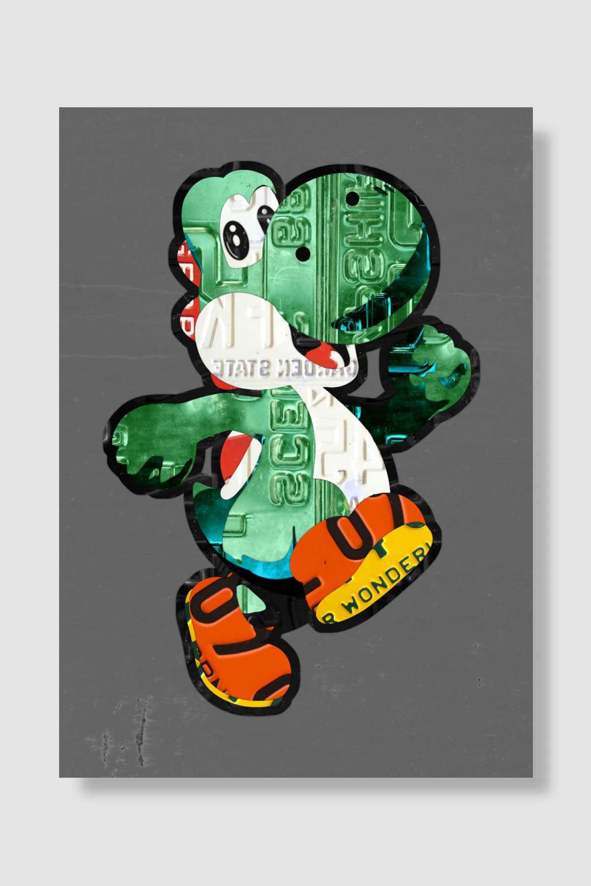 Yoshi License Plate Art Oyun Poster Çerçevesiz Yüksek Kalite Oyun Afiş Duvar Poster