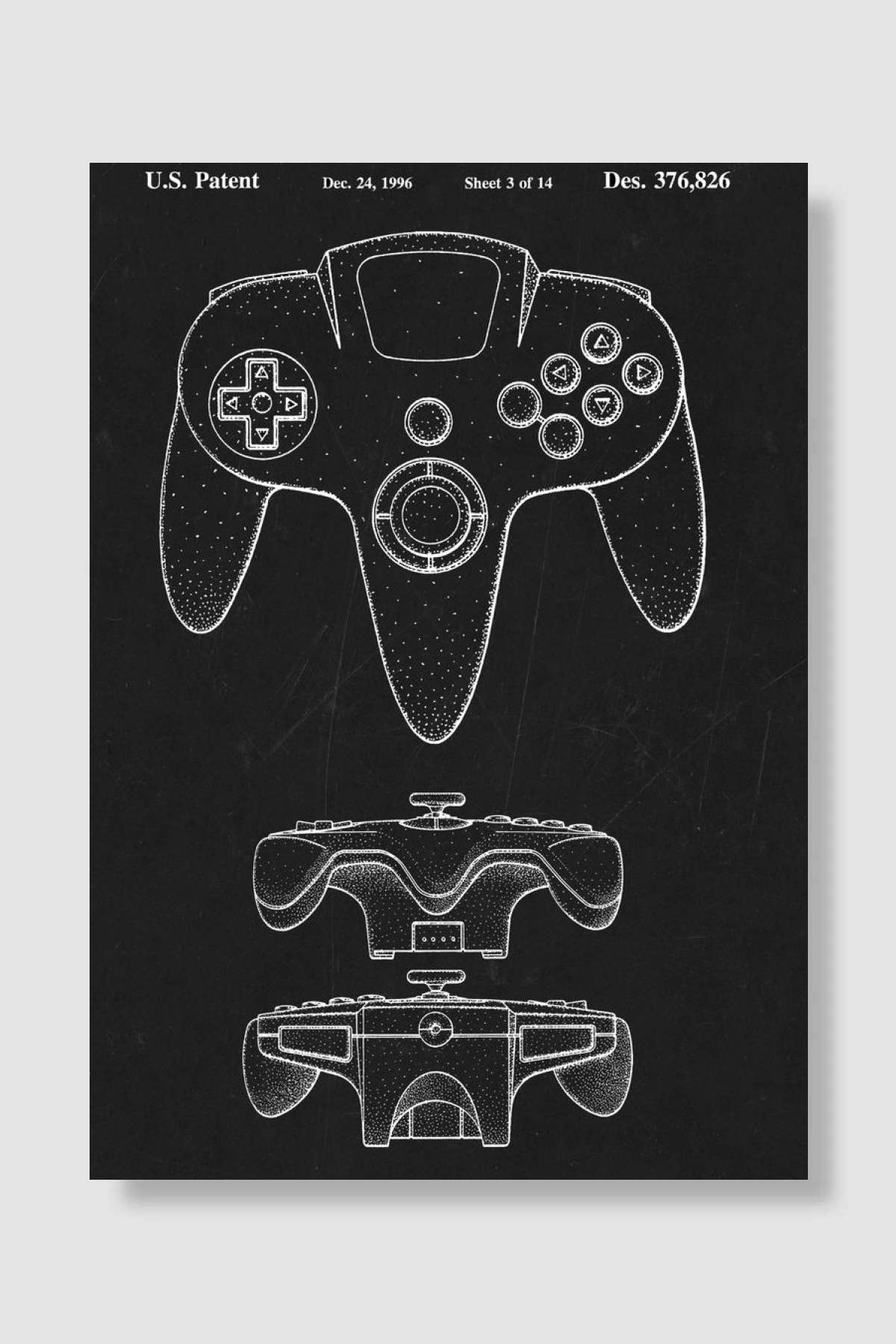 Nintendo controller patent Oyun Poster Çerçevesiz Yüksek Kalite Oyun Afiş Duvar Poster