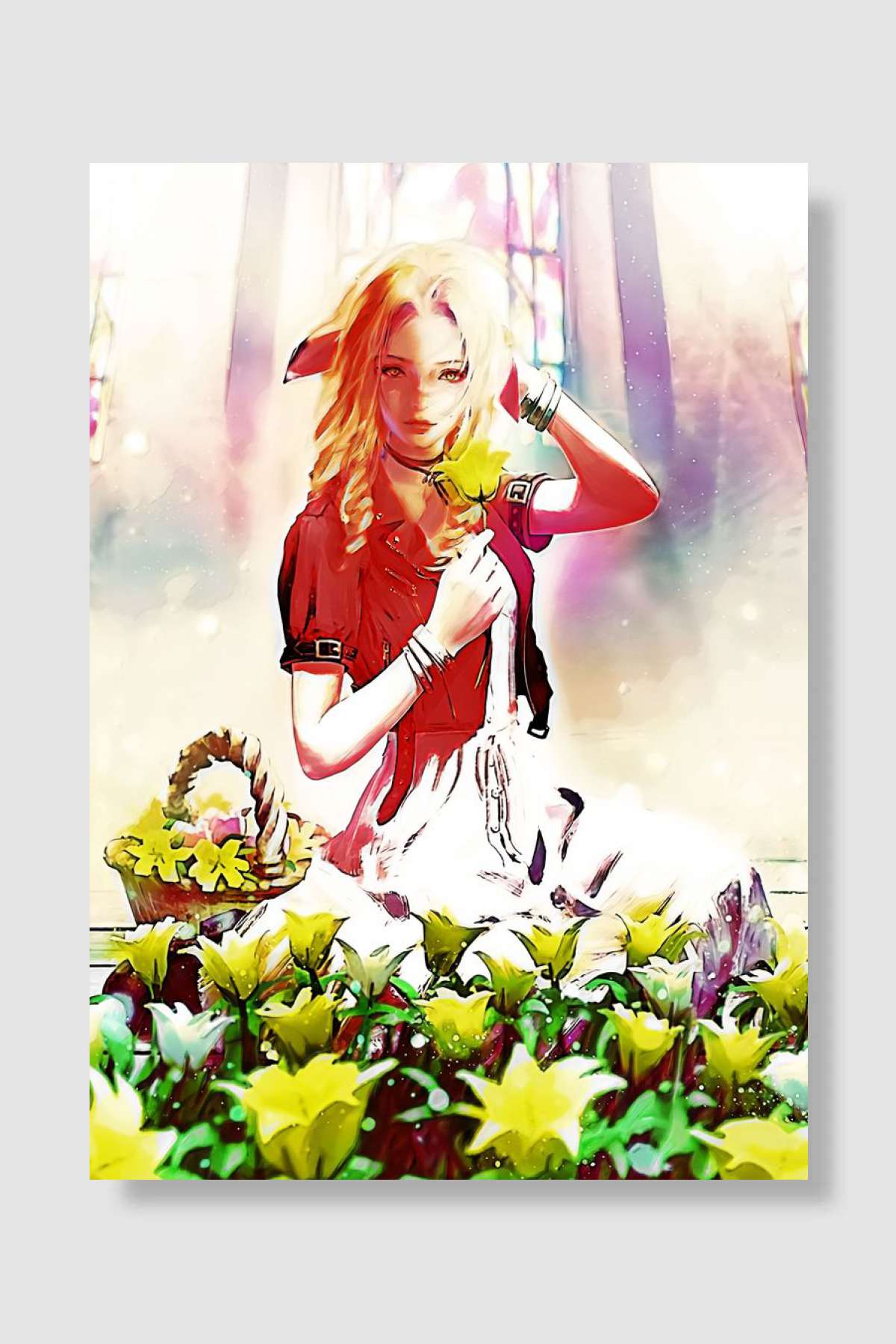 Aerith Gainsborough Oyun Poster Çerçevesiz Yüksek Kalite Oyun Afiş Duvar Poster