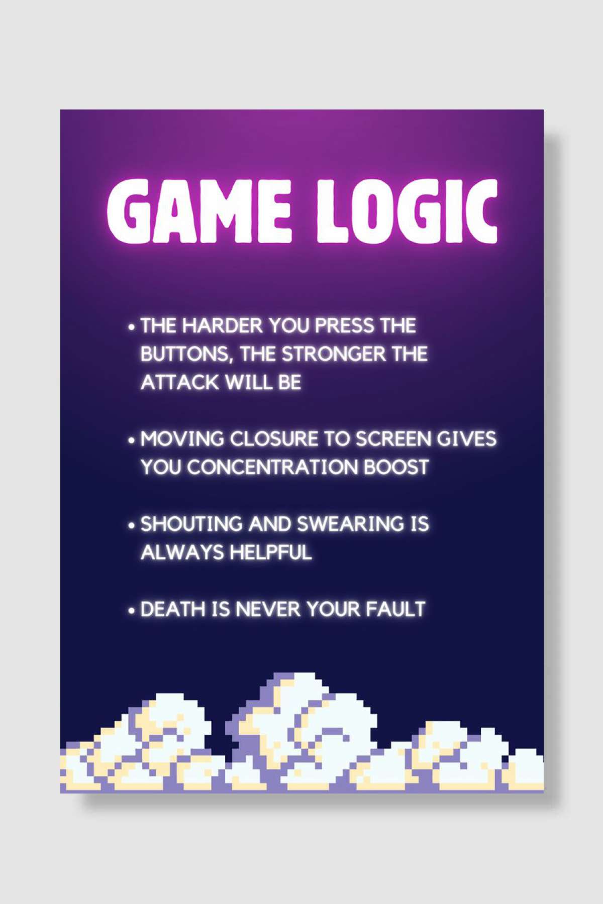 Game Logic Funny Oyun Poster Çerçevesiz Yüksek Kalite Oyun Afiş Duvar Poster