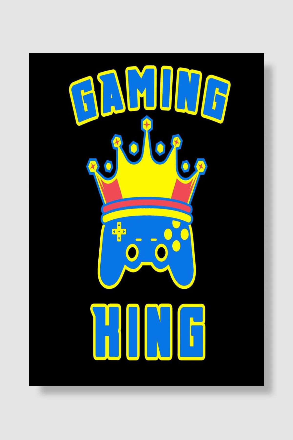Gaming King with Gamepad Oyun Poster Çerçevesiz Yüksek Kalite Oyun Afiş Duvar Poster - En İyi Fiyatlarla