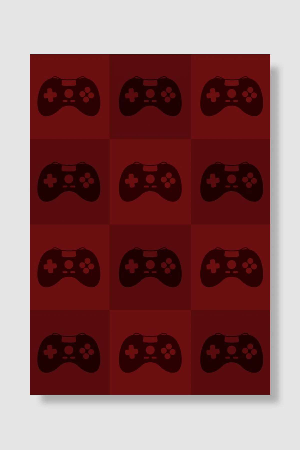 Gamer Controllers Red Oyun Poster Çerçevesiz Yüksek Kalite Oyun Afiş Duvar Poster