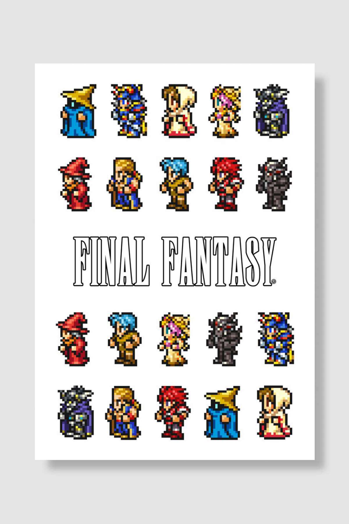 Final Fantasy Pixel Art Oyun Poster Çerçevesiz Yüksek Kalite Oyun Afiş Duvar Poster - En İyi Fiyatlarla