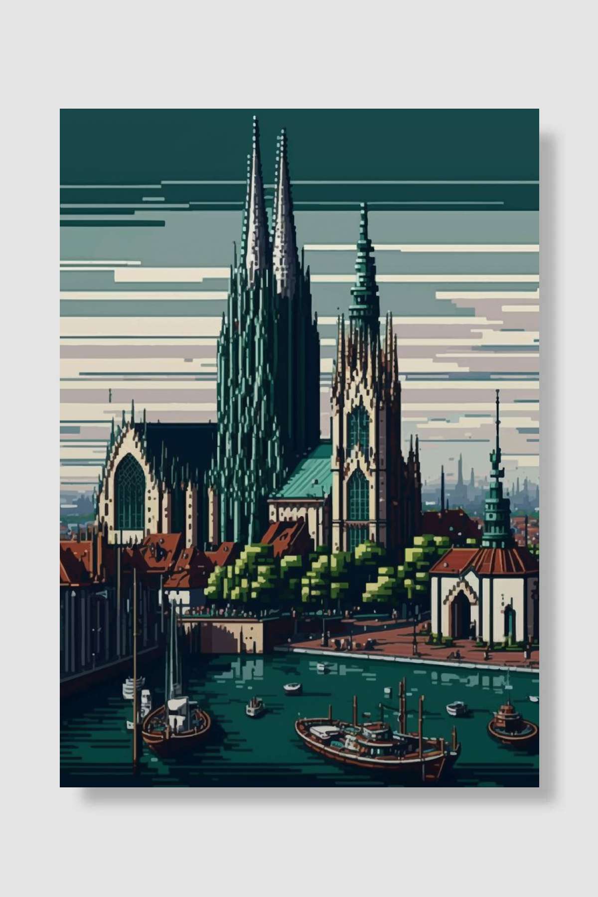 Wolfsburg Pixel Art Oyun Poster Çerçevesiz Yüksek Kalite Oyun Afiş Duvar Poster