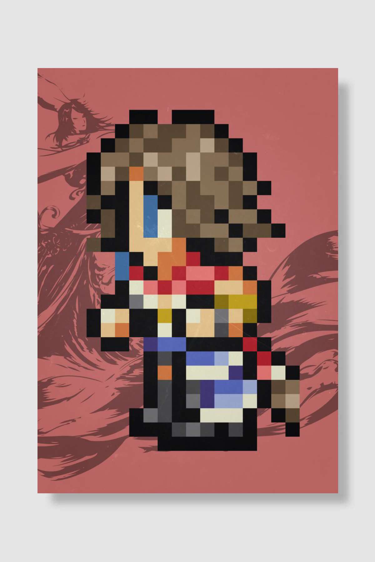 FF X Yuna Pixel Sprite Oyun Poster Çerçevesiz Yüksek Kalite Oyun Afiş Duvar Poster