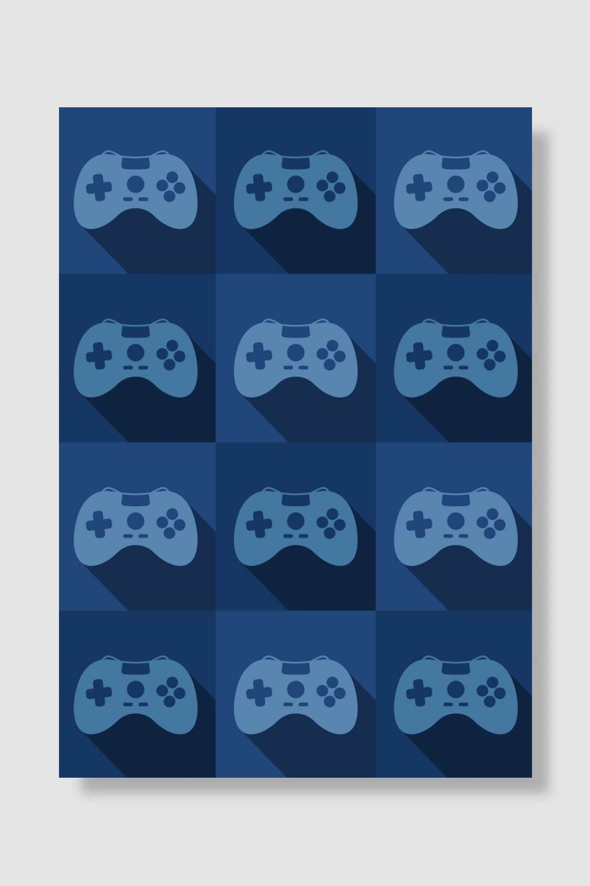 Gamer Controllers Blue Oyun Poster Çerçevesiz Yüksek Kalite Oyun Afiş Duvar Poster