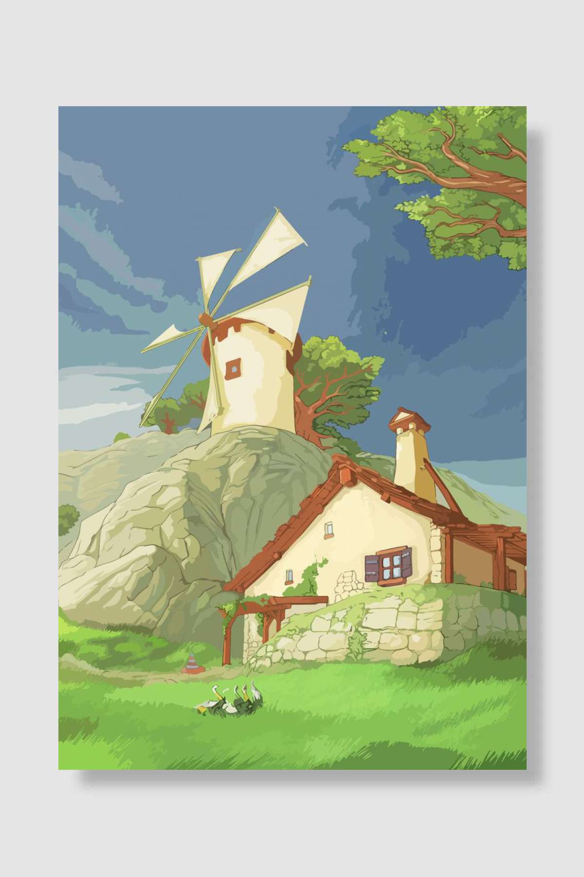 link on Hateno Village Oyun Poster Çerçevesiz Yüksek Kalite Oyun Afiş Duvar Poster