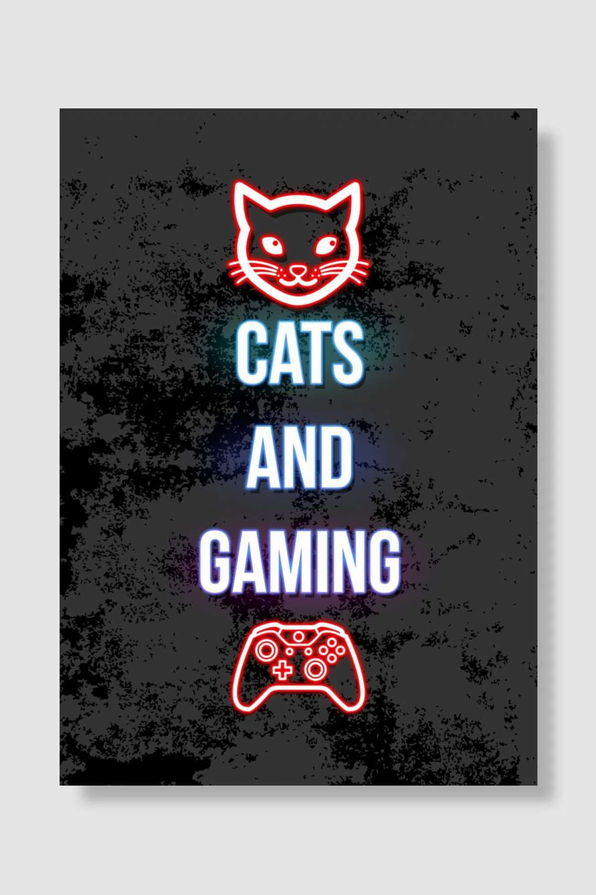 cat and gaming Oyun Poster Çerçevesiz Yüksek Kalite Oyun Afiş Duvar Poster