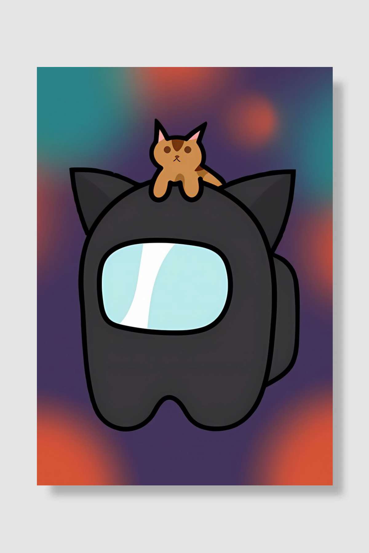 Among Us and Cute Kitten Oyun Poster Çerçevesiz Yüksek Kalite Oyun Afiş Duvar Poster