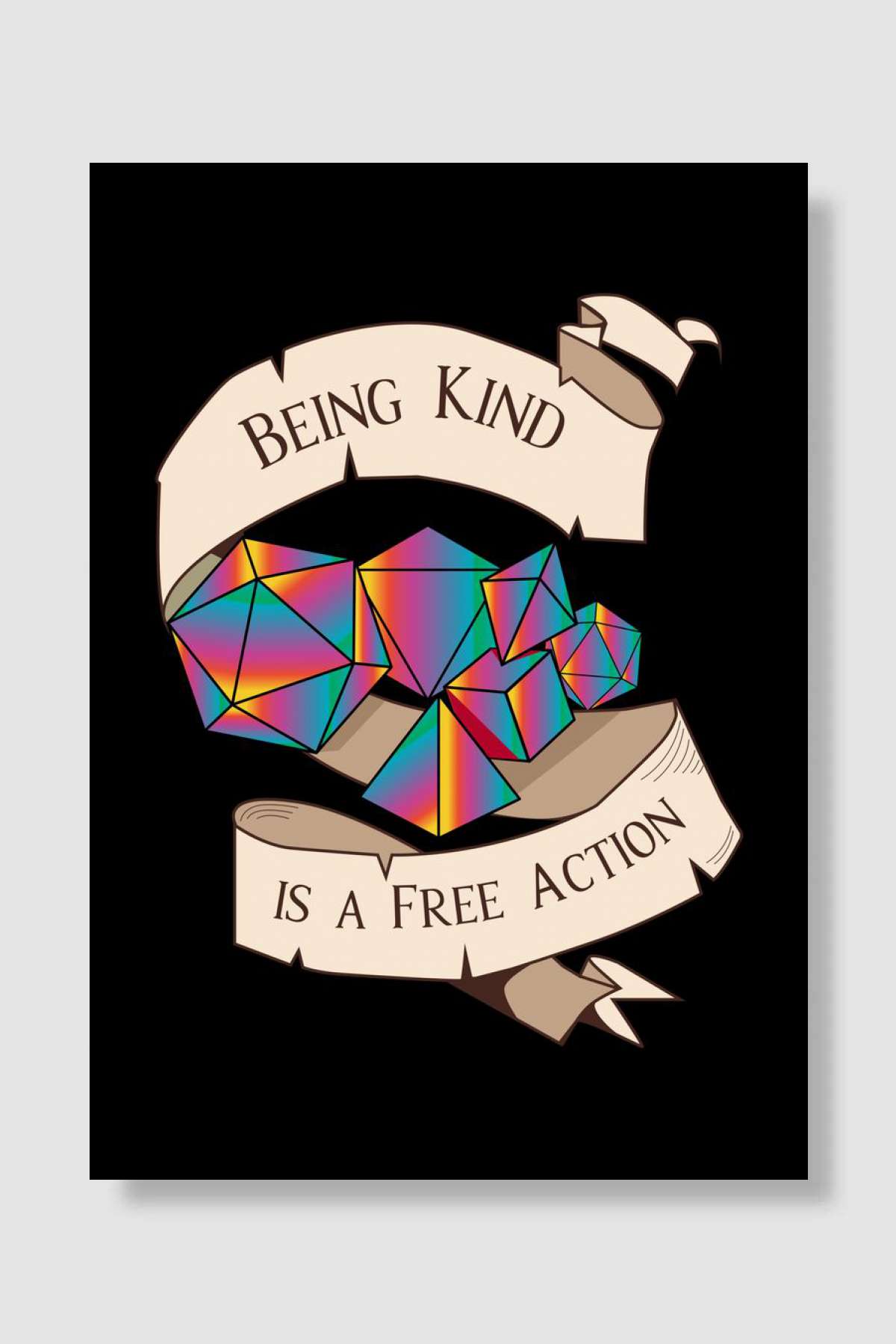 DnD Kindness is Free Multi Oyun Poster Çerçevesiz Yüksek Kalite Oyun Afiş Duvar Poster