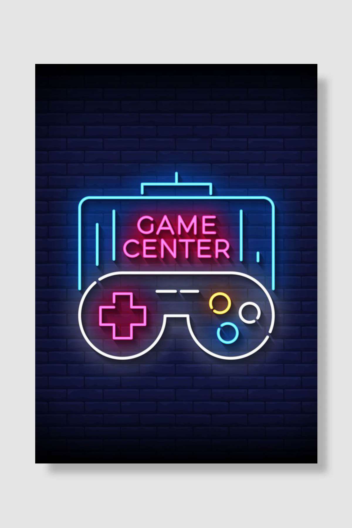 Game Center Neon Sign Oyun Poster Çerçevesiz Yüksek Kalite Oyun Afiş Duvar Poster