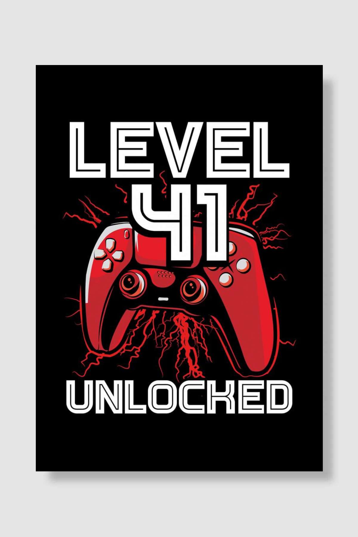 Gamer Level 41 birthday Oyun Poster Çerçevesiz Yüksek Kalite Oyun Afiş Duvar Poster