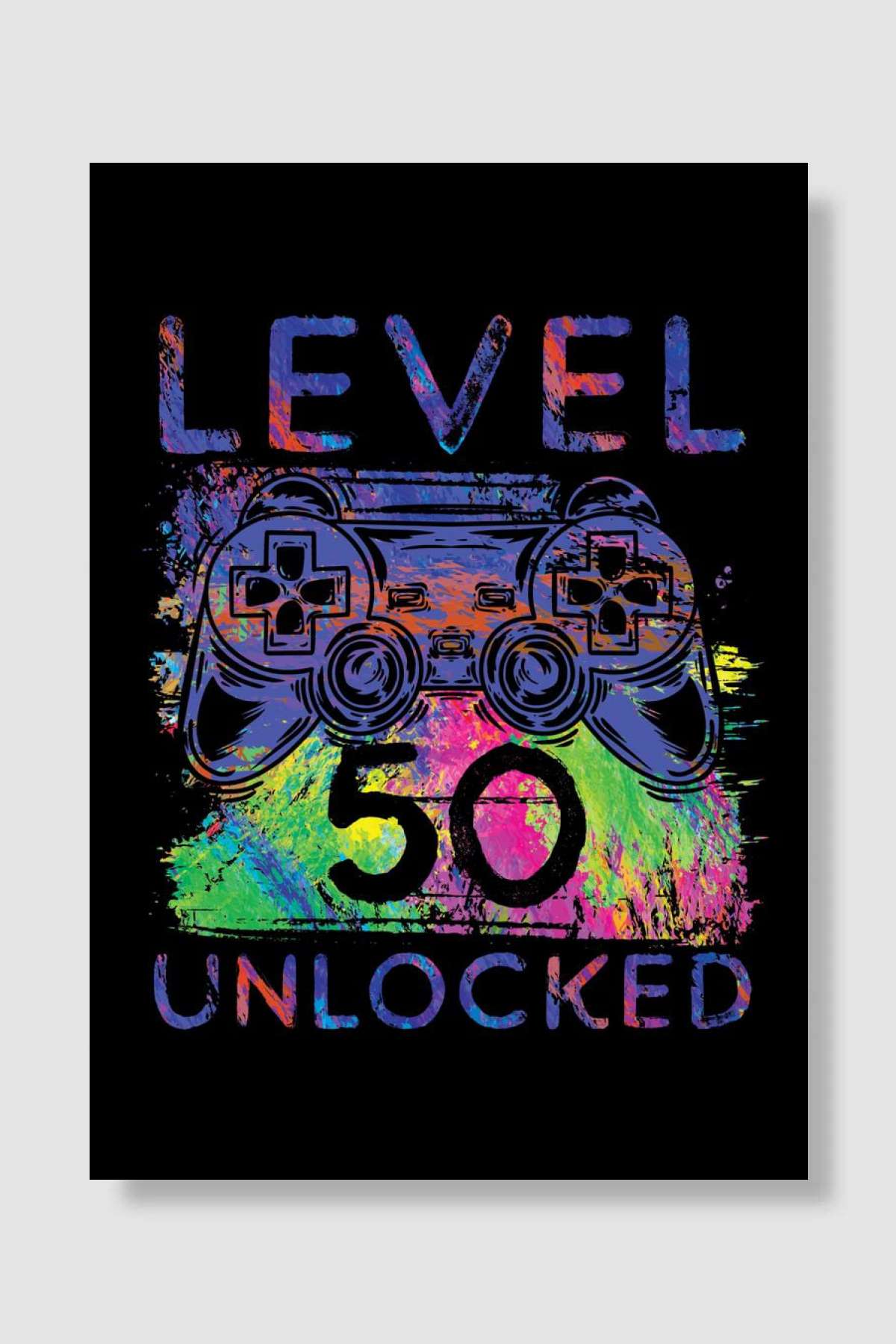 Colorful gamer level 50 Oyun Poster Çerçevesiz Yüksek Kalite Oyun Afiş Duvar Poster