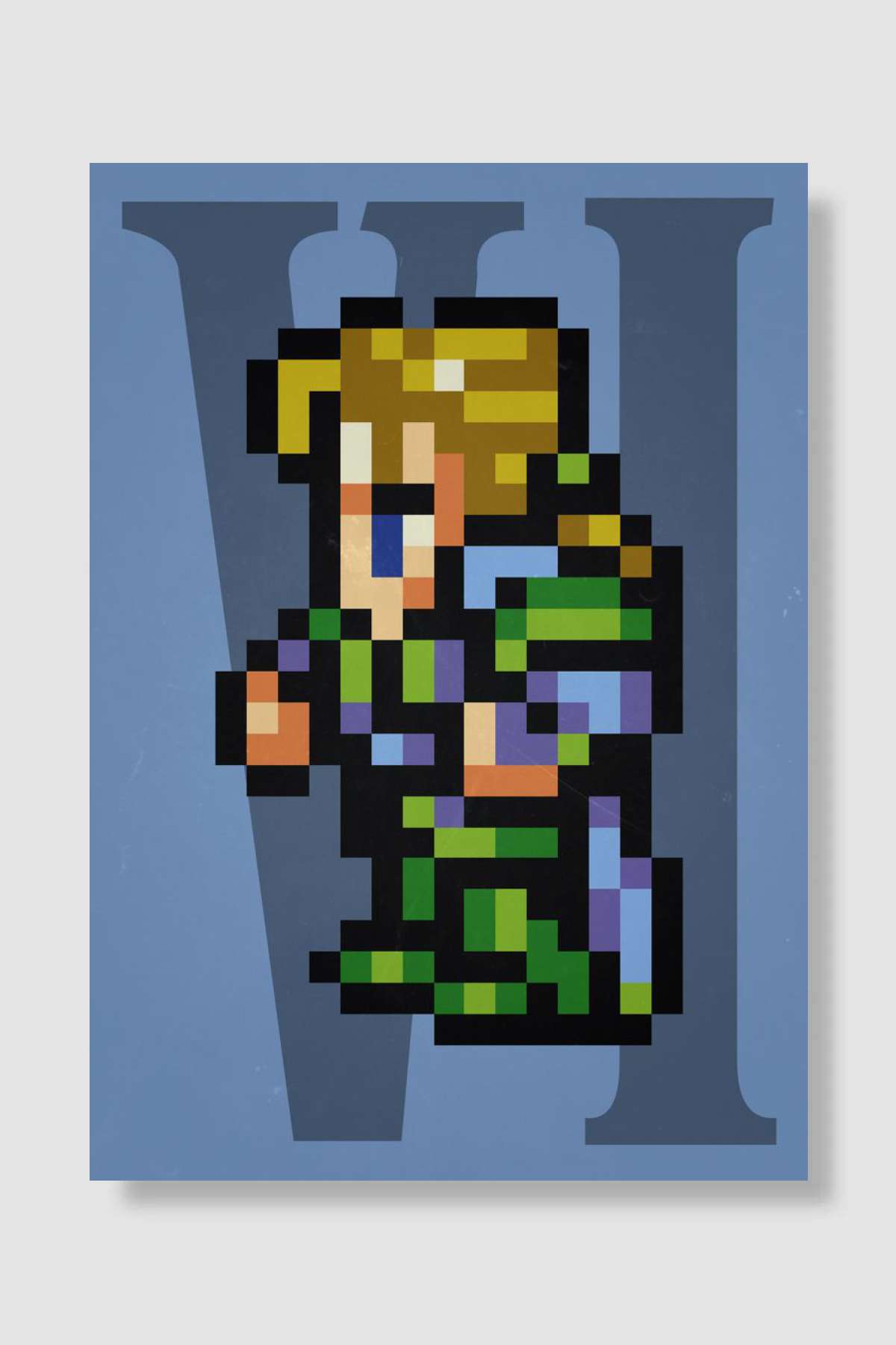 FF VI Sabin Pixel Sprite Oyun Poster Çerçevesiz Yüksek Kalite Oyun Afiş Duvar Poster